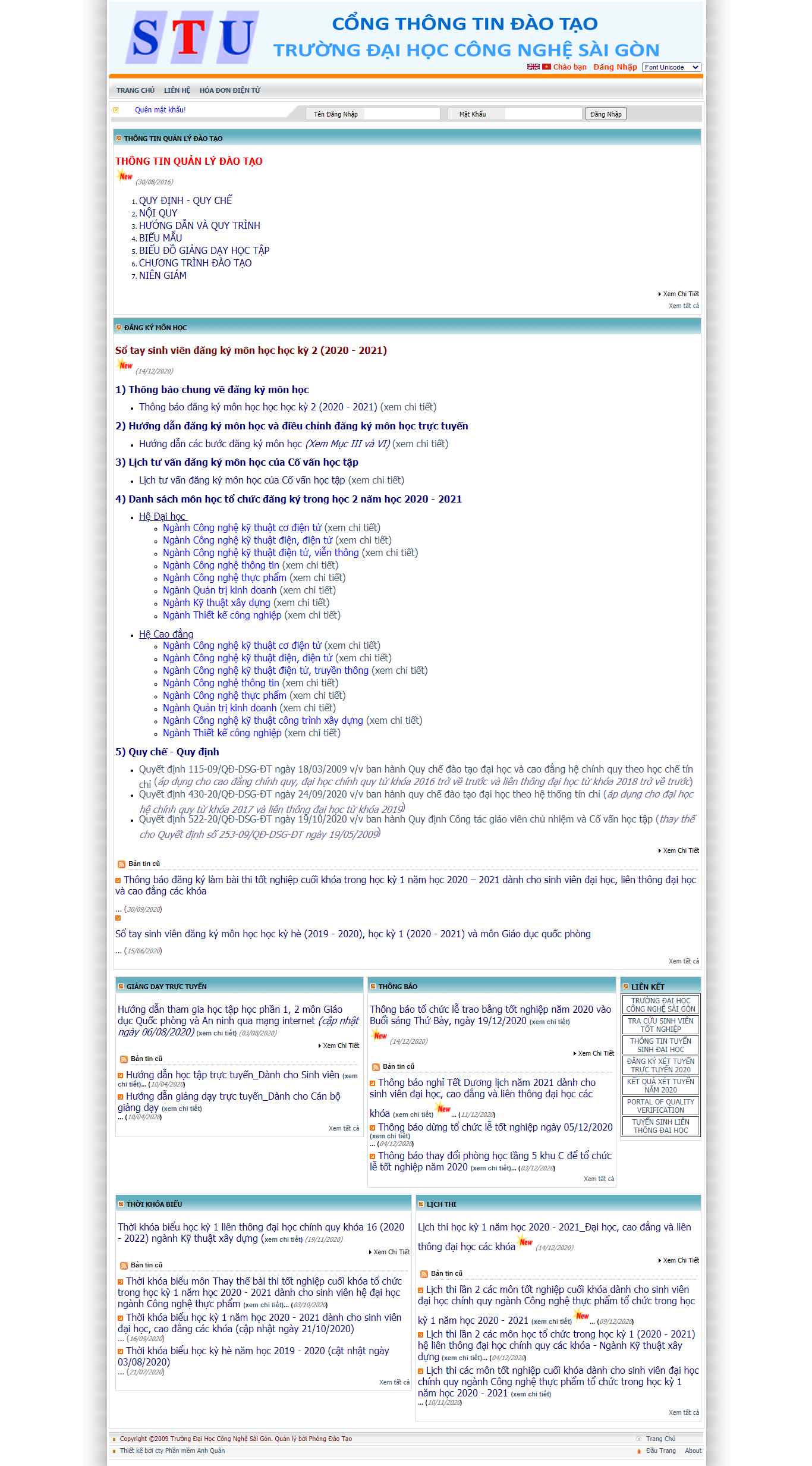 Thiết kế Web cổng thông tin daotao1.stu.edu.vn