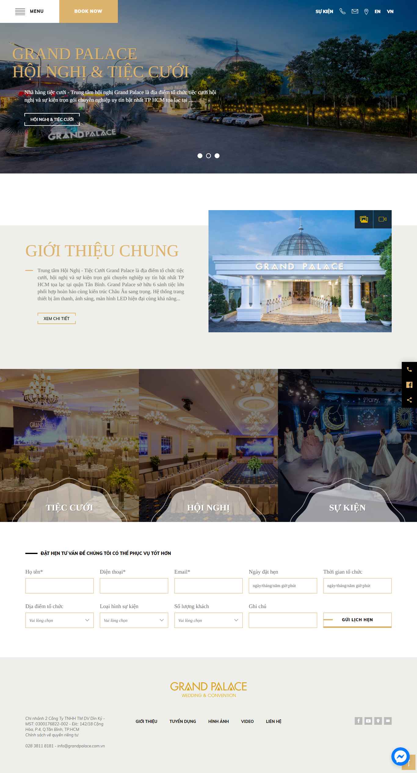 Thiết kế Web nhà hàng tiệc cưới grandpalace.com.vn