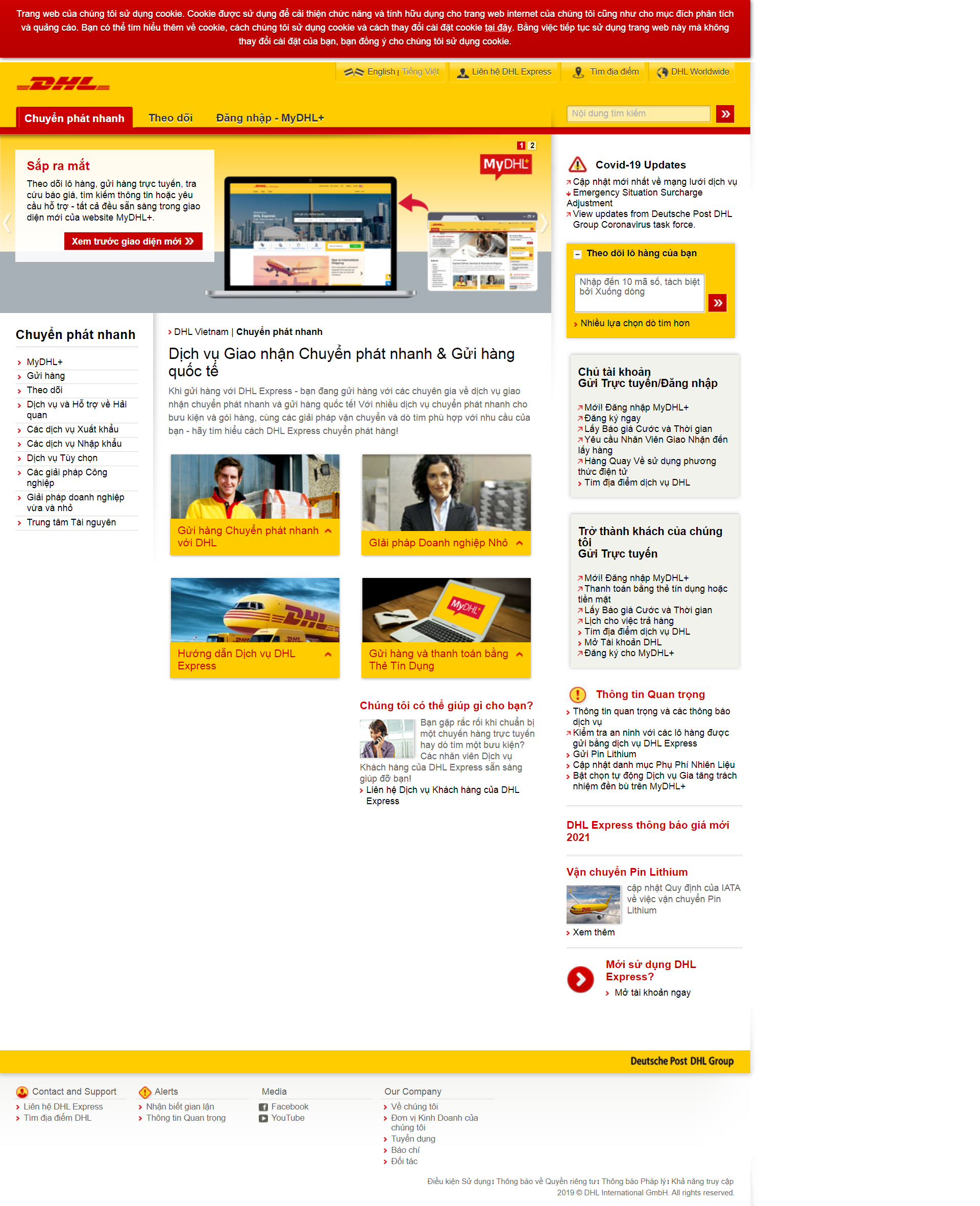 Thiết kế Web dịch vụ vận chuyển dhl.com.vn