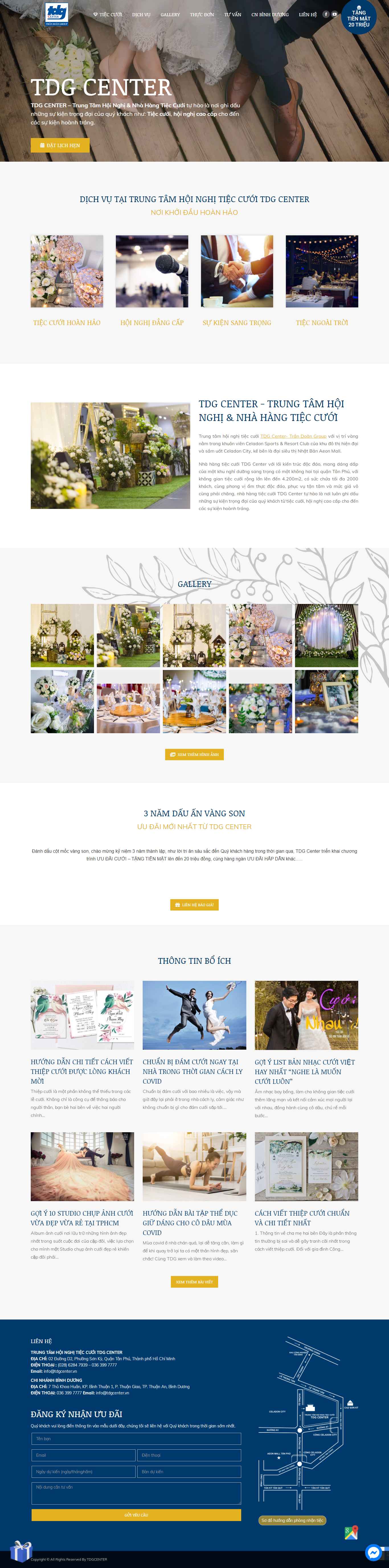 Thiết kế Web nhà hàng tiệc cưới tdgcenter.vn