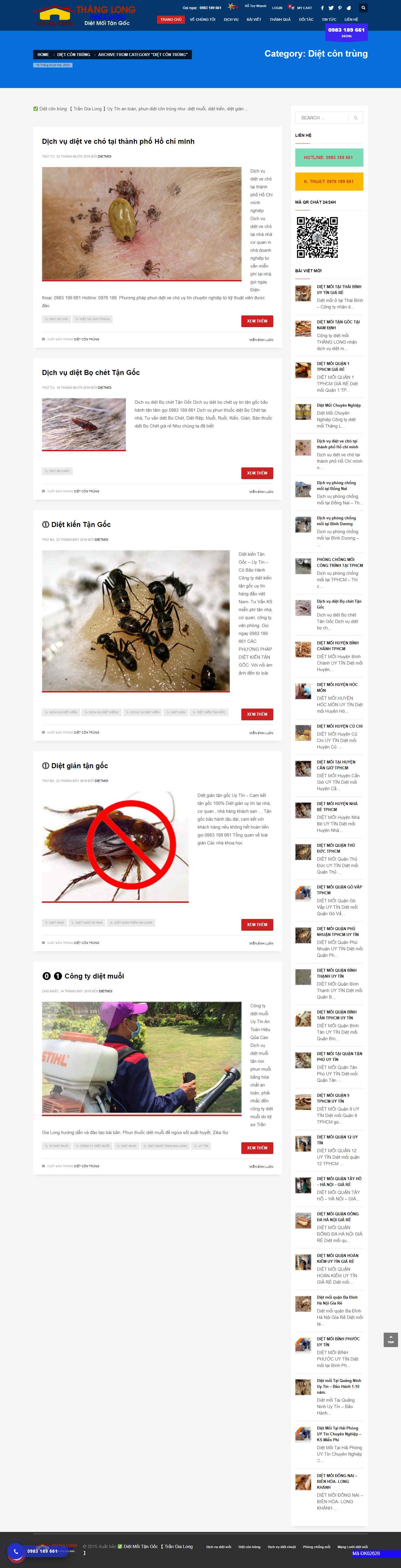 Thiết kế Web dịch vụ diệt côn trùng dietmoithanglong.com