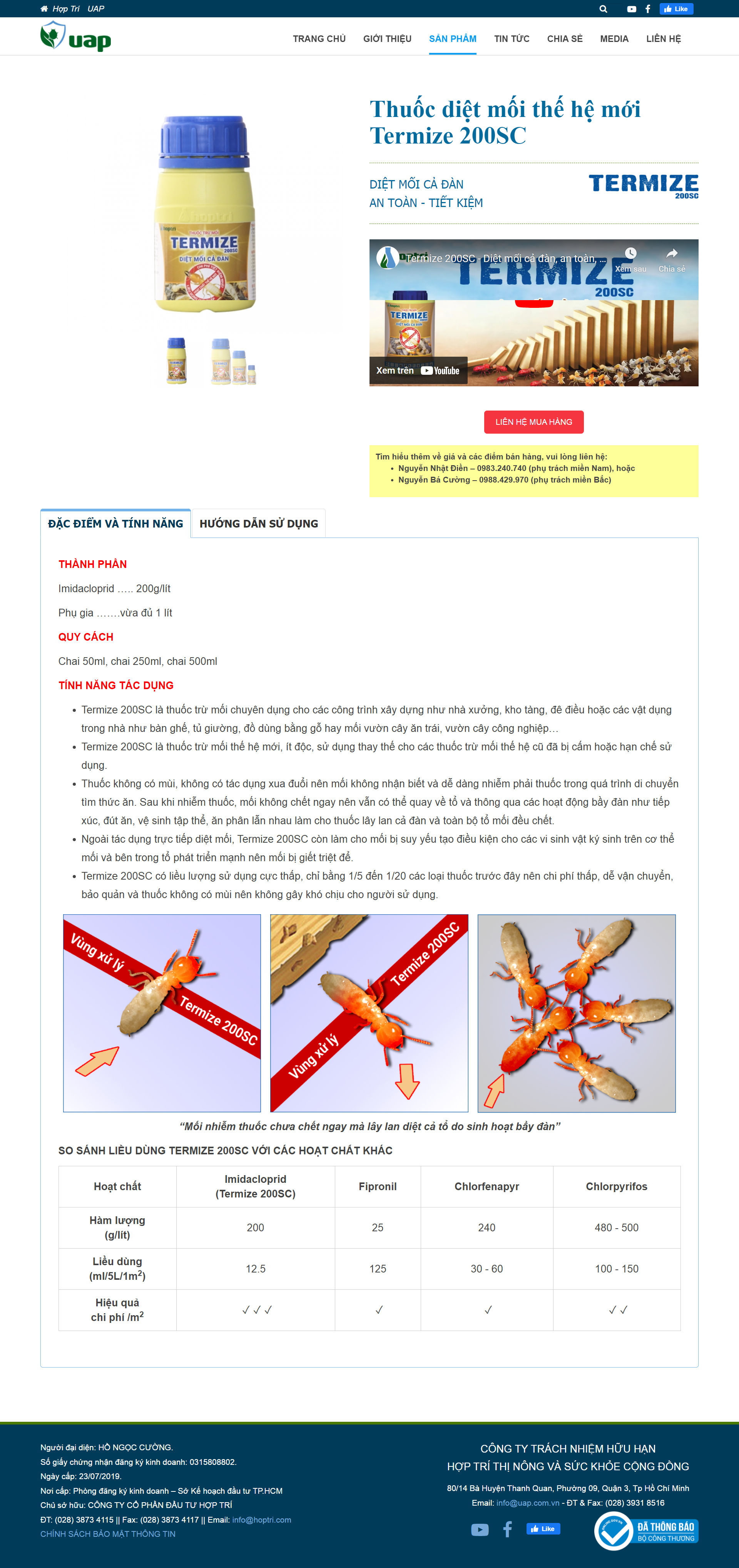 Thiết kế Web dịch vụ diệt côn trùng uap.com.vn