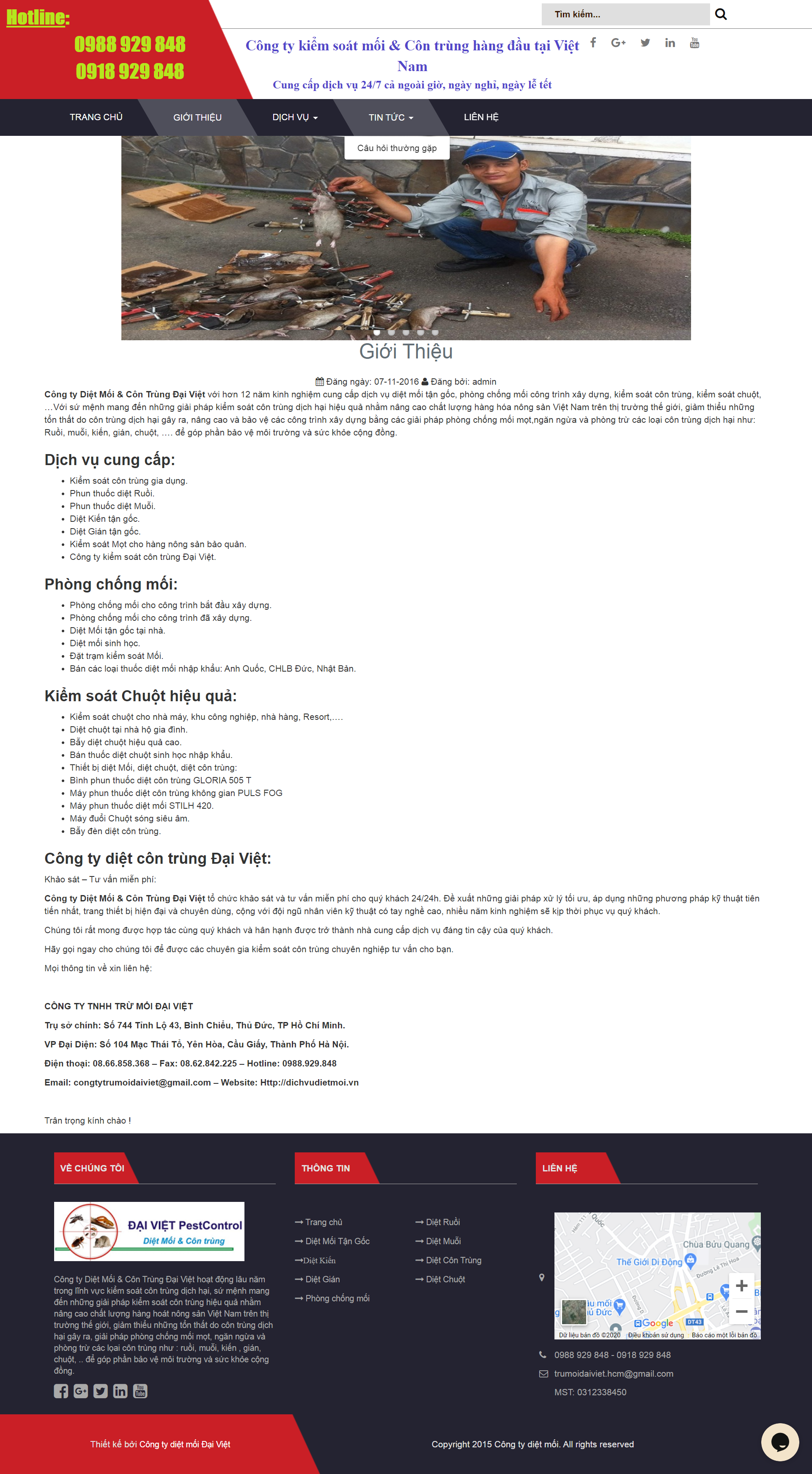 Thiết kế Web dịch vụ diệt côn trùng dichvudietmoi.vn