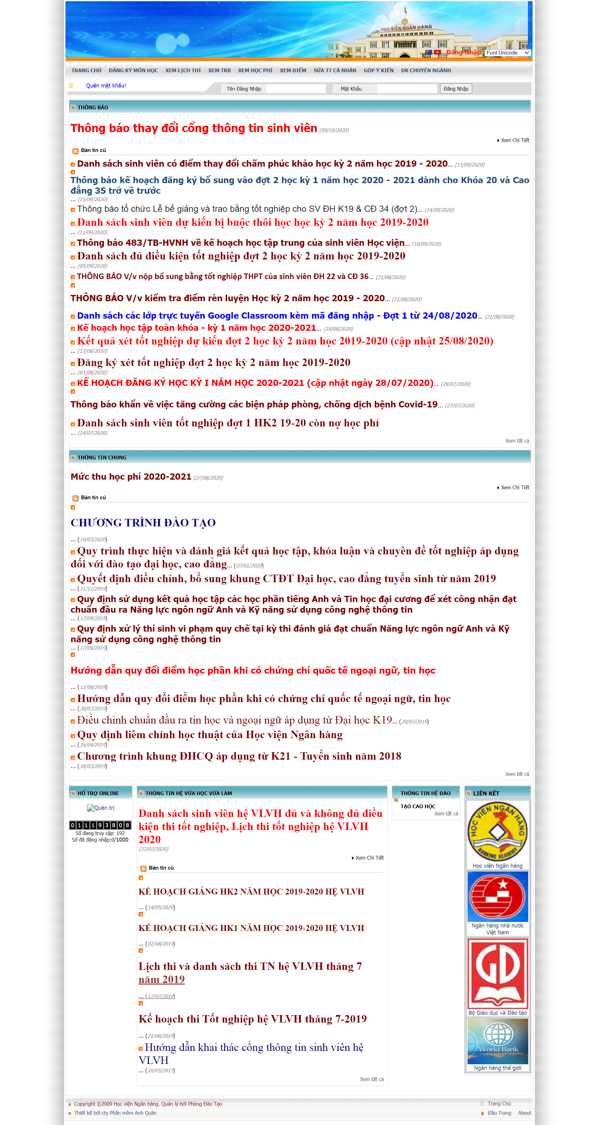 Thiết kế Web cổng thông tin congthongtin.hvnh.edu.vn