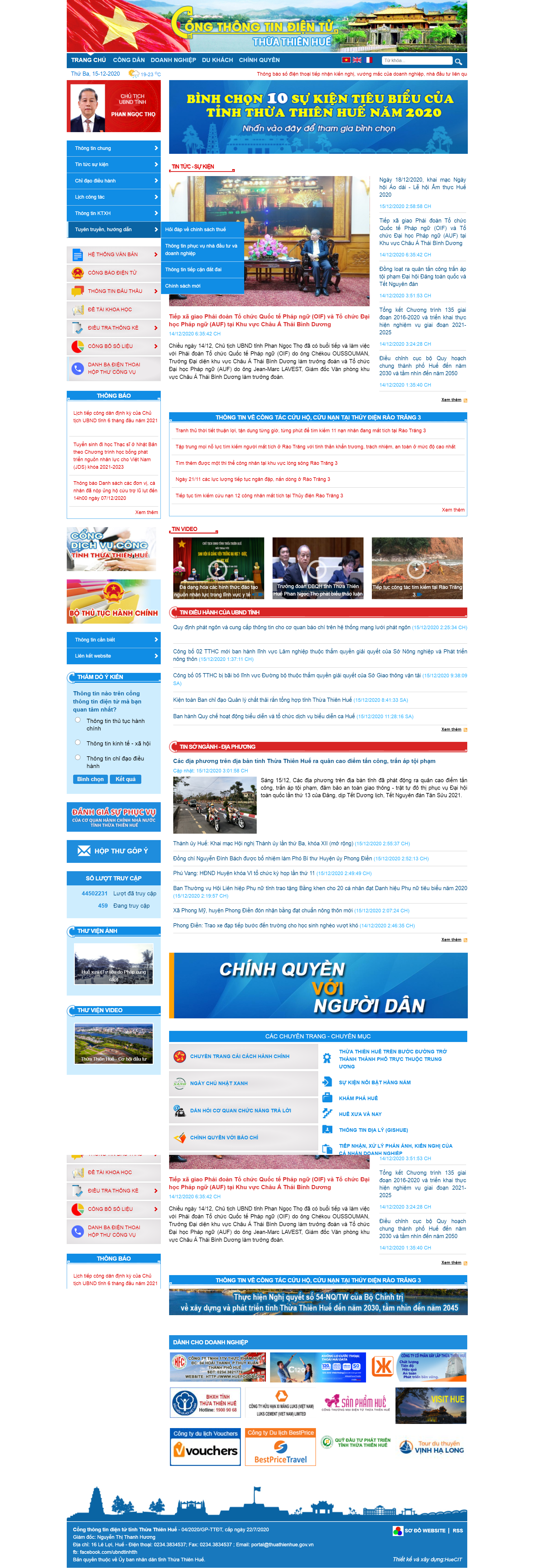 Thiết kế Web cổng thông tin thuathienhue.gov.vn