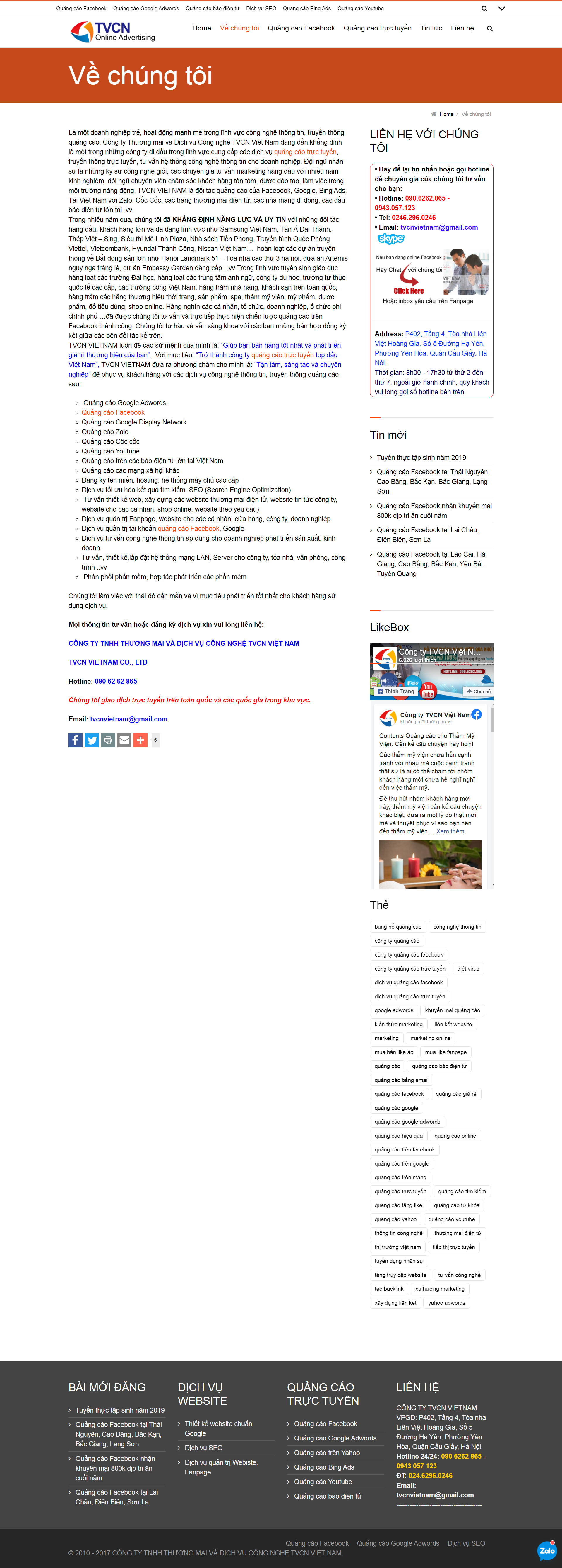 Thiết kế Web quảng cáo facebook quangcaohieuqua.net