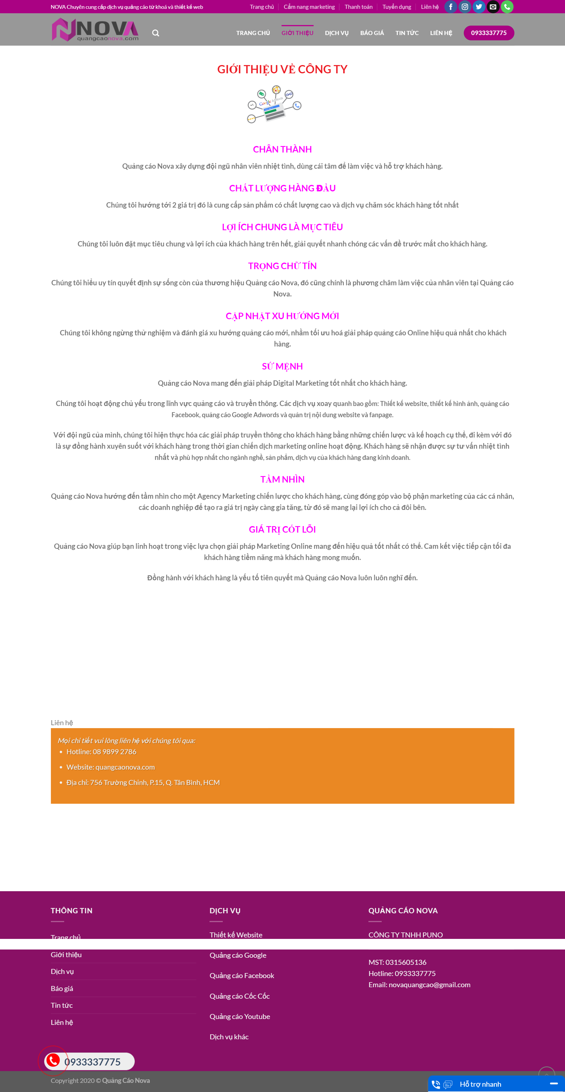 Thiết kế Web quảng cáo google adwords quangcaonova.com