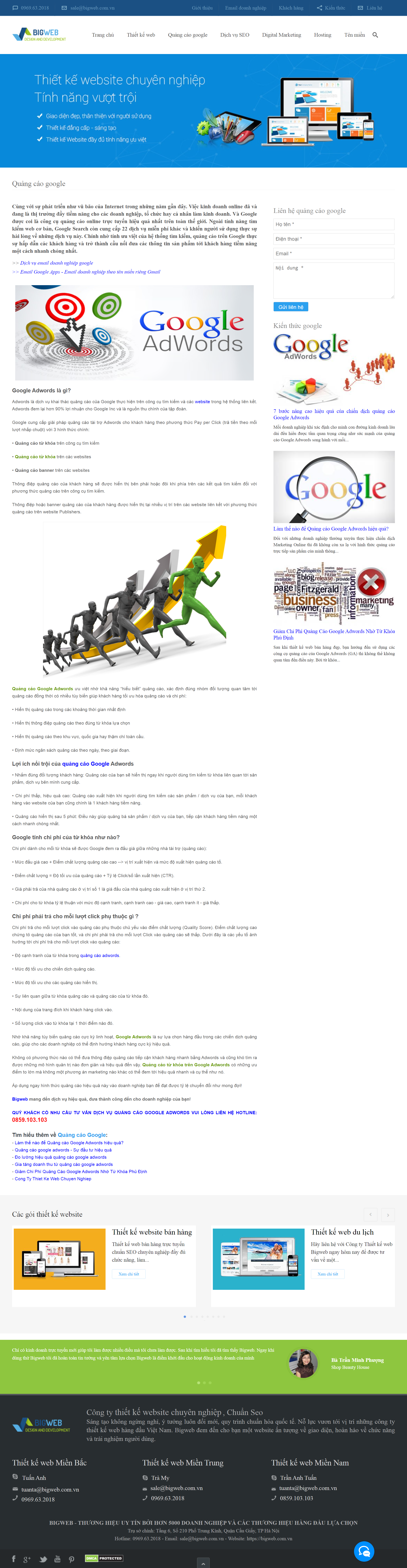Thiết kế Web quảng cáo google adwords bigweb.com.vn