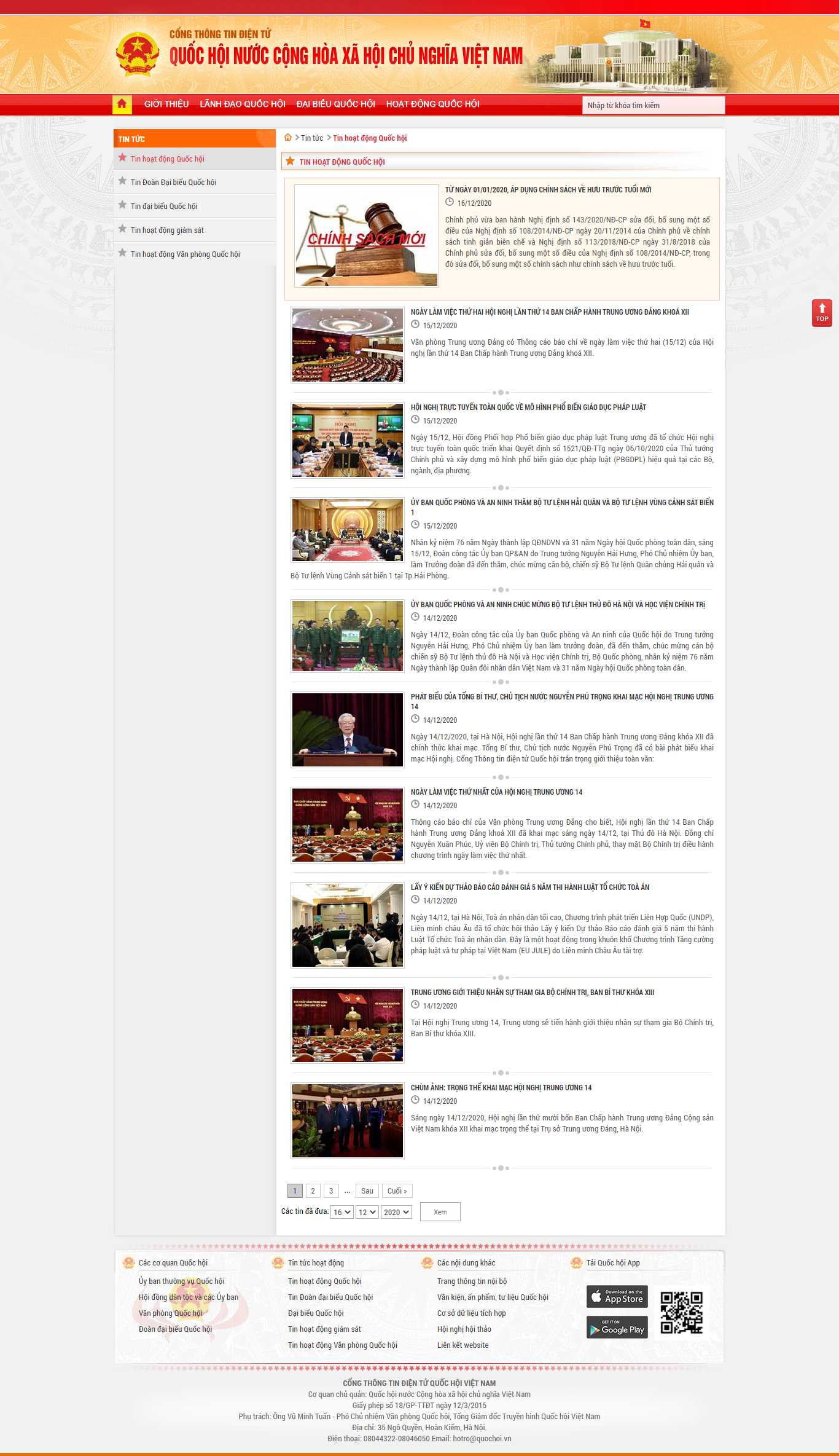 Thiết kế Web tin tức quochoi.vn