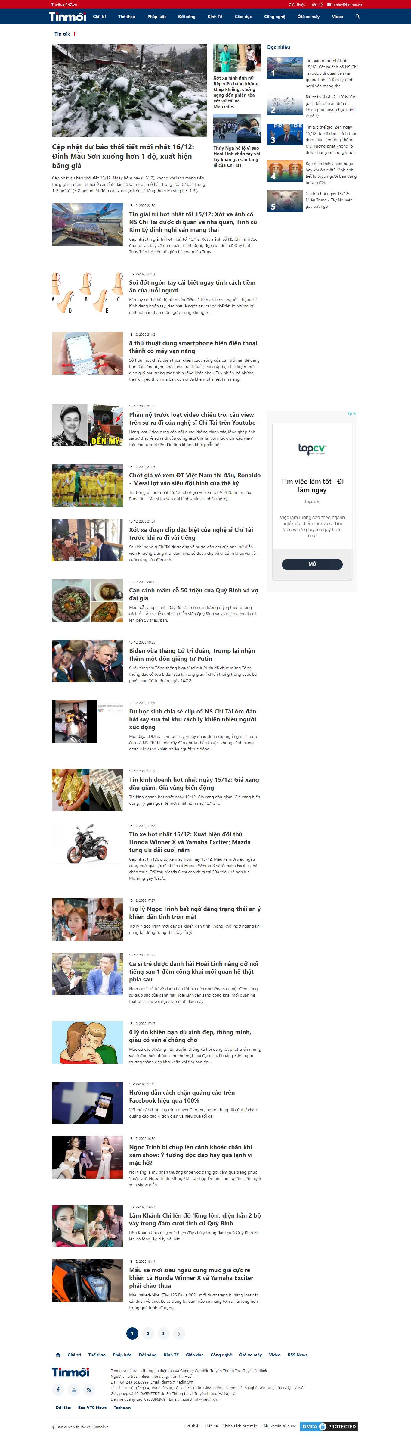 Thiết kế Web tin tức tinmoi.vn