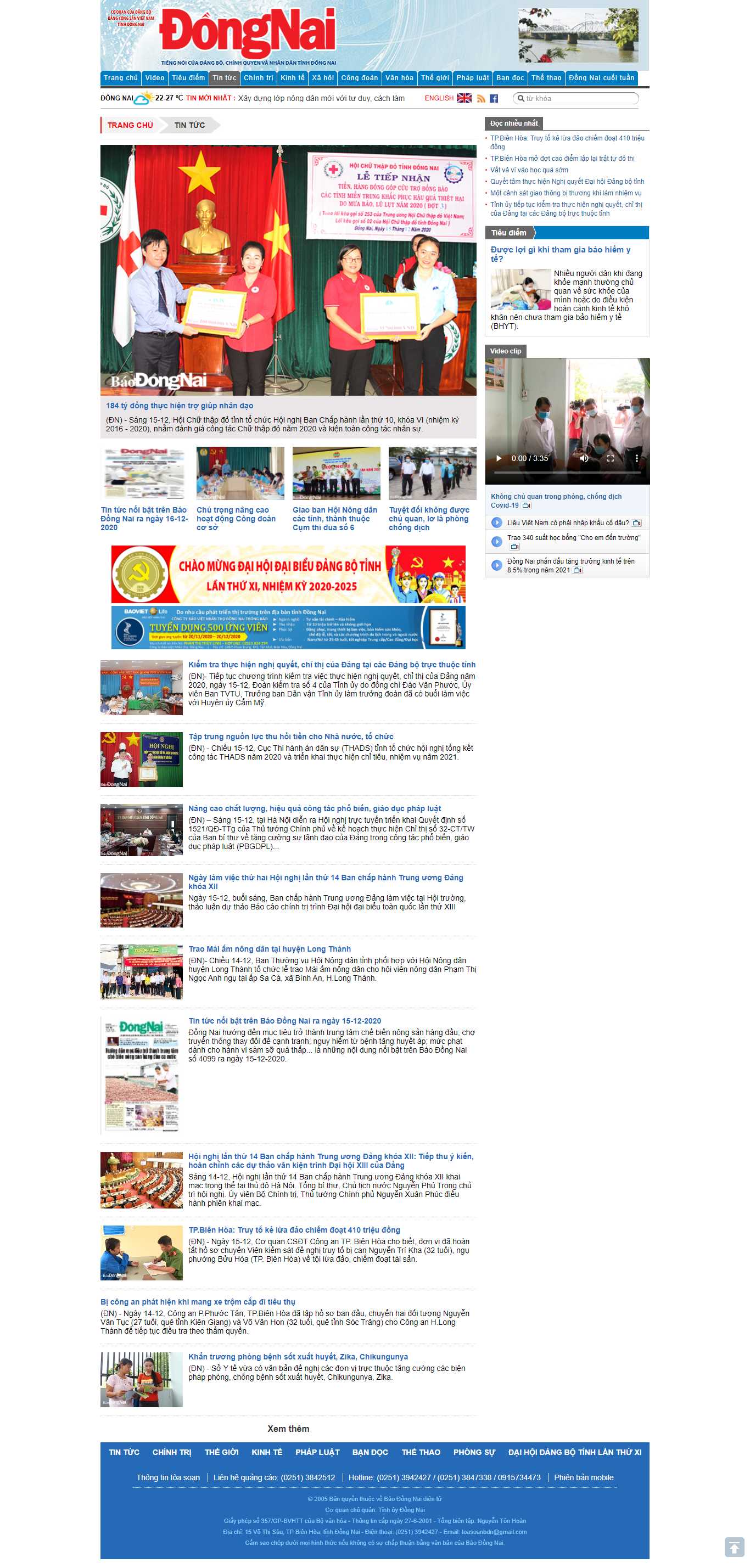 Thiết kế Web tin tức baodongnai.com.vn