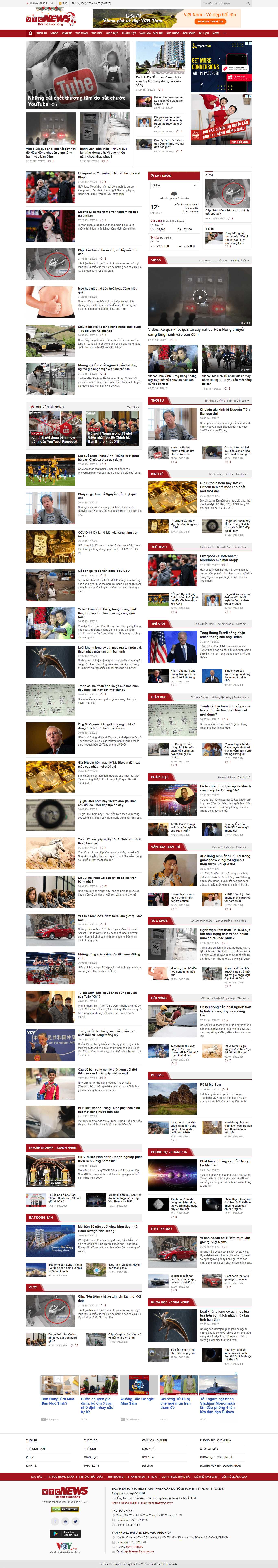 Thiết kế Web tin tức vtc.vn