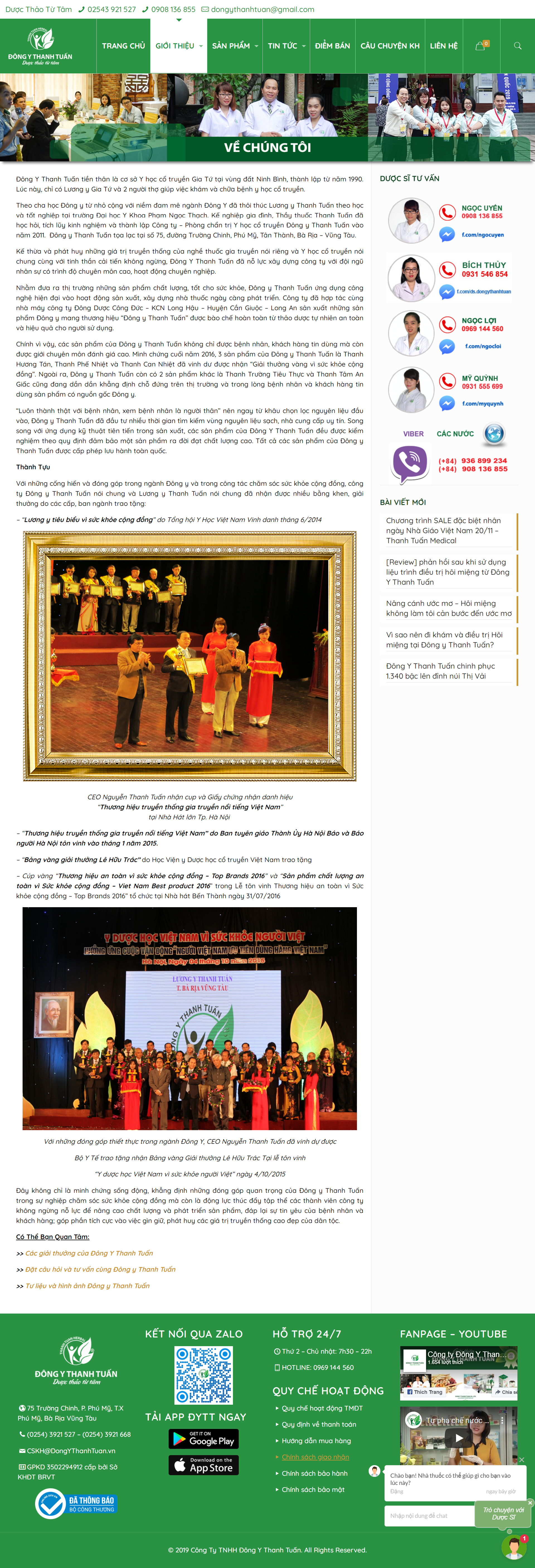 Thiết kế Web đông y dongythanhtuan.vn