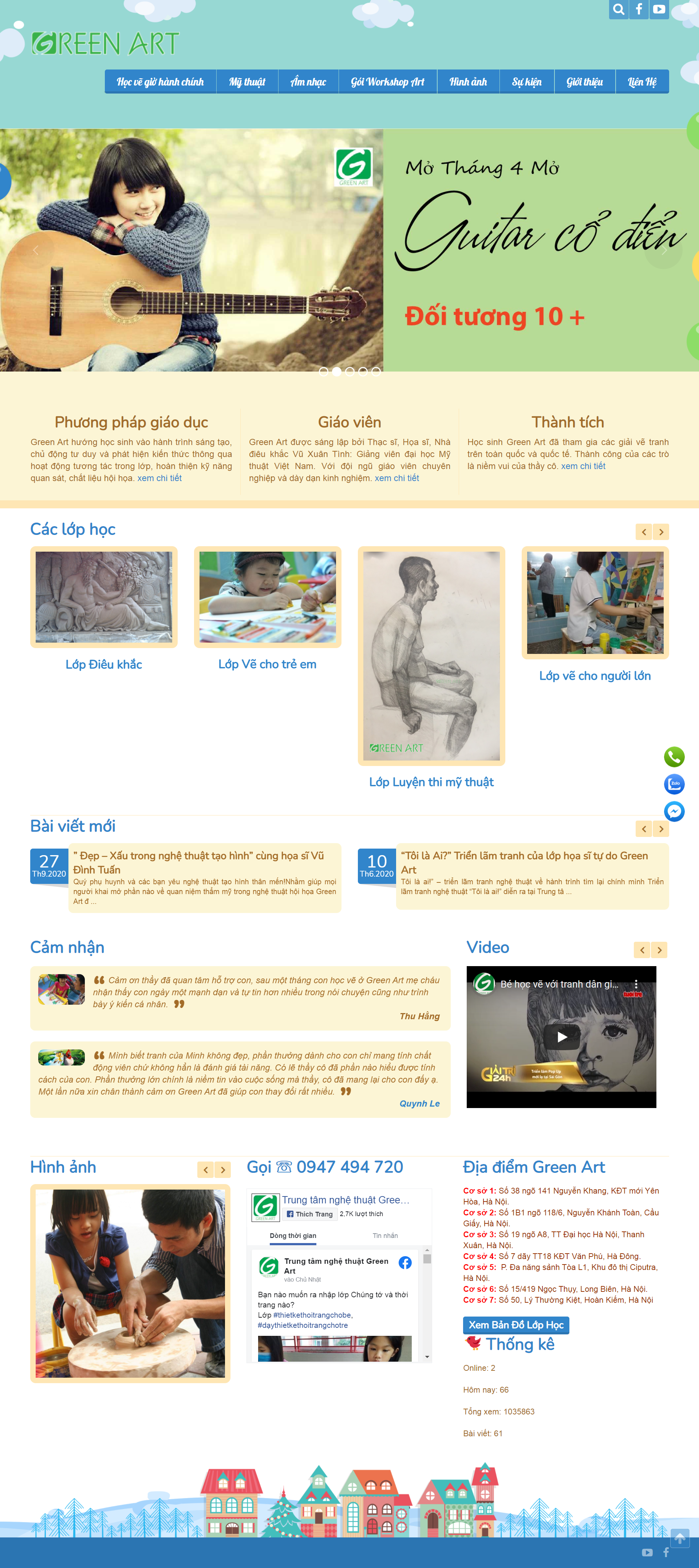 Thiết kế Web nghệ thuật mỹ thuật greenart.edu.vn