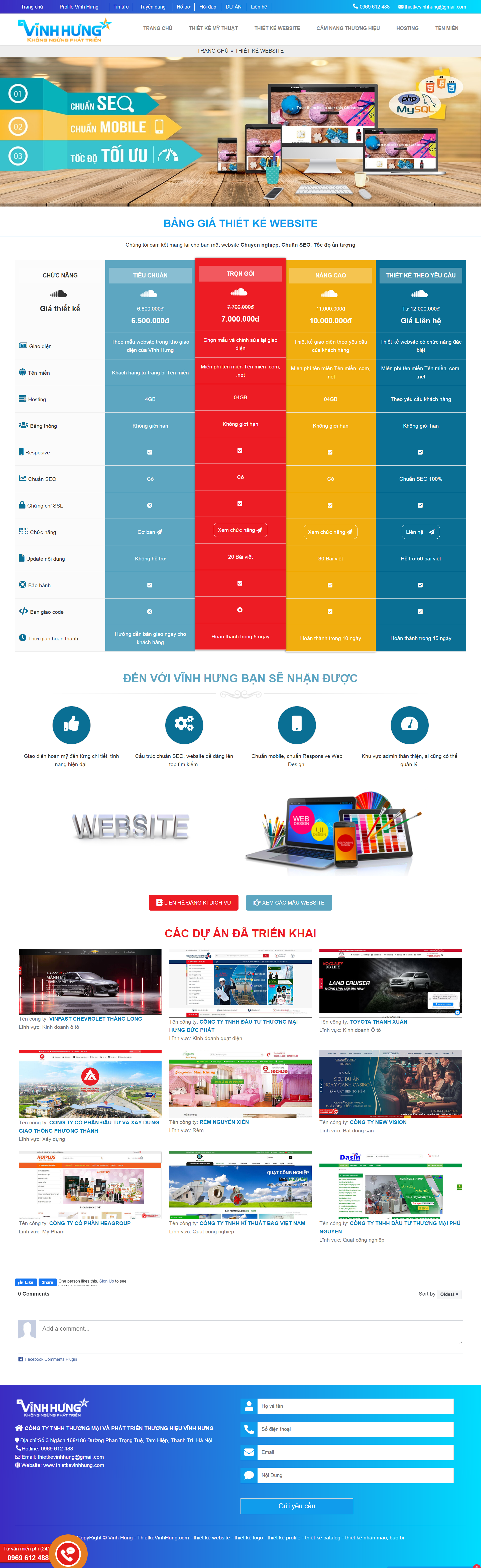 Thiết kế Web thương hiệu logo thietkevinhhung.com