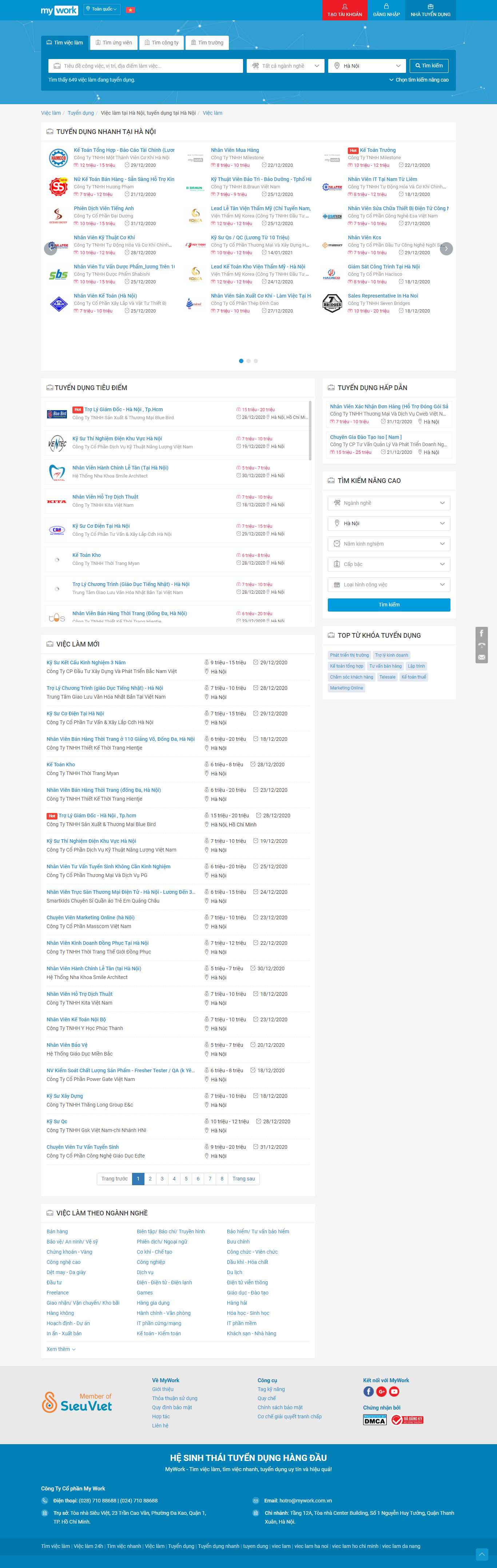 Thiết kế Web tuyển dụng mywork.com.vn