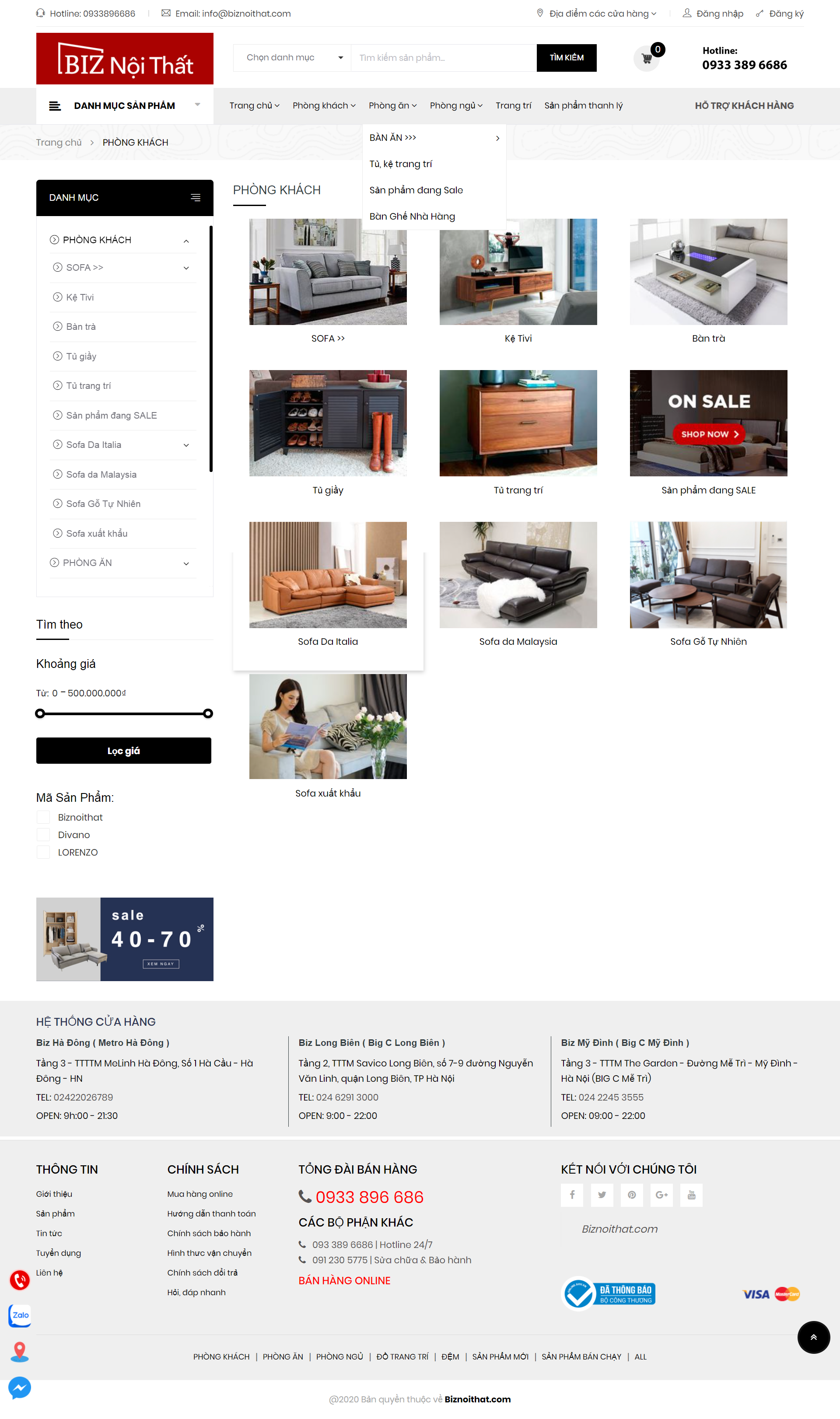 Thiết kế Web đồ nội thật biznoithat.com