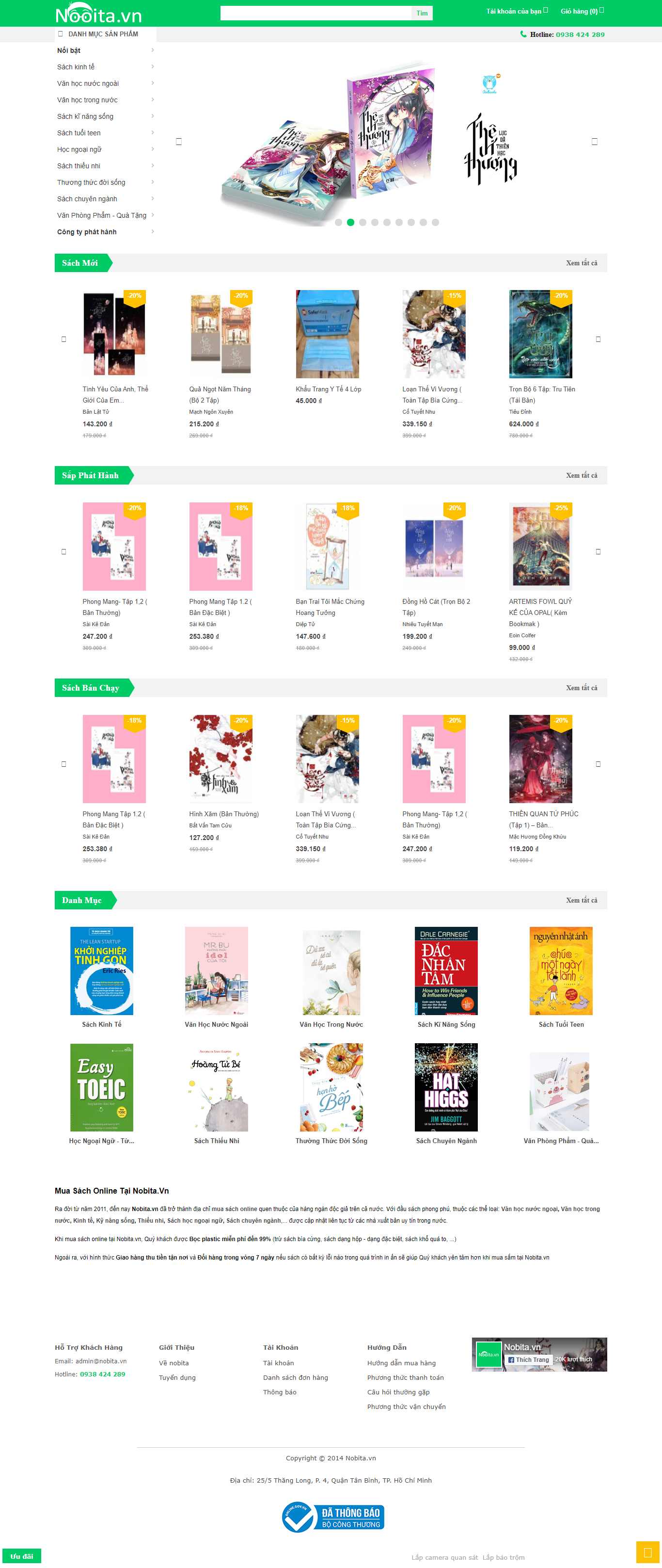 Thiết kế Web nhà sách nobita.vn
