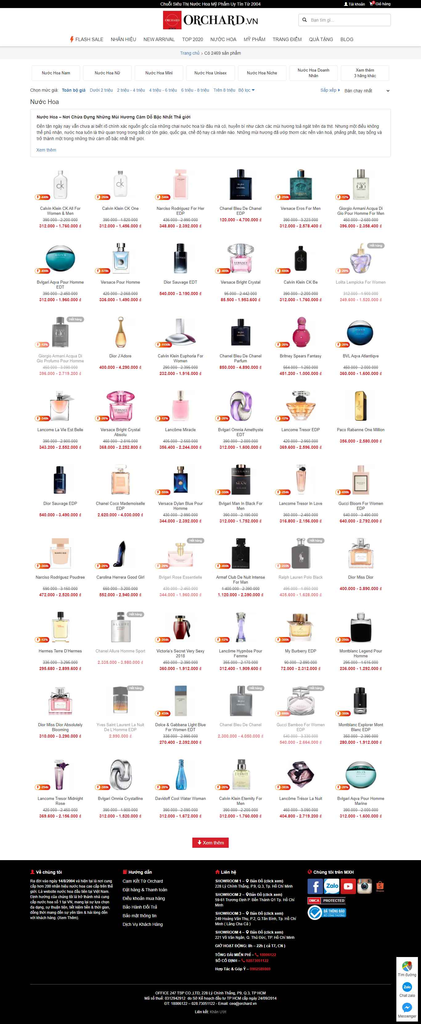 Thiết kế Web nước hoa orchard.vn