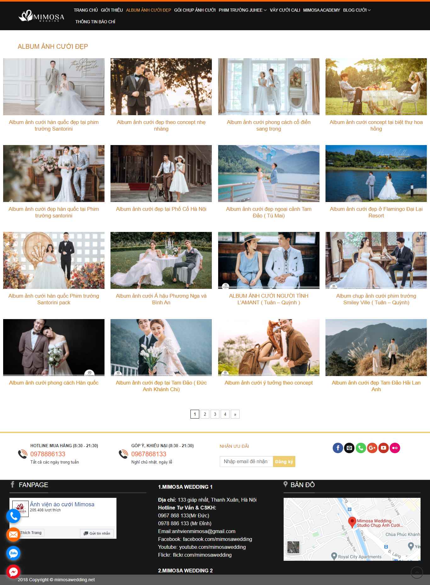 Thiết kế Web chụp ảnh cưới mimosawedding.net
