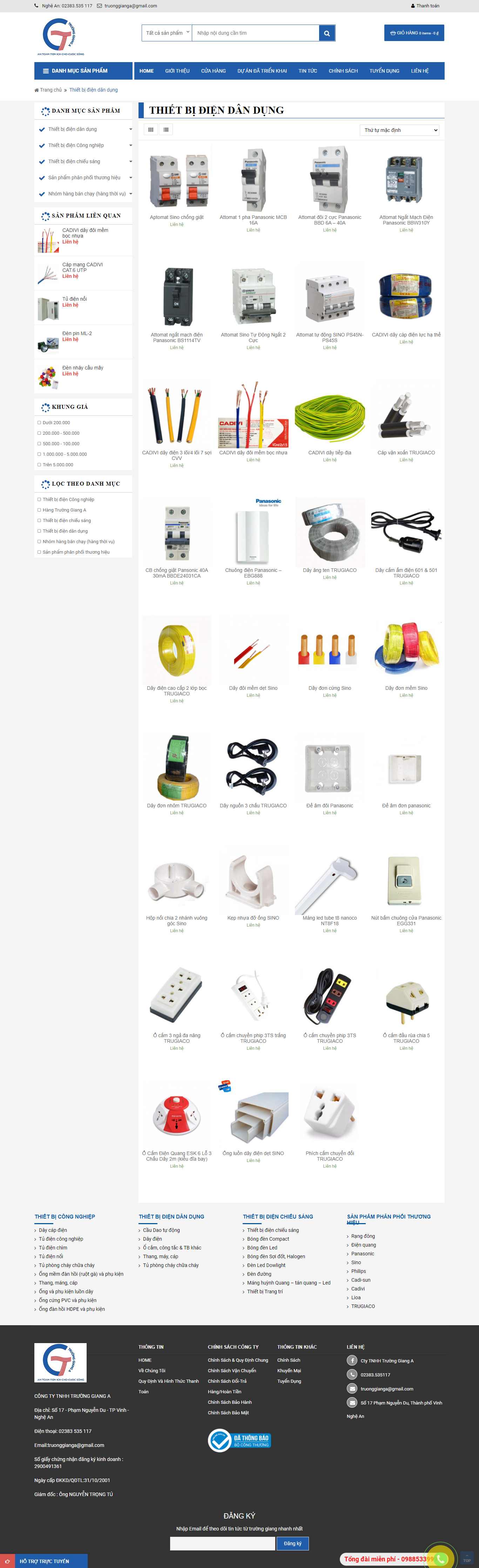 Thiết kế Web điện dân dụng truonggianga.com.vn