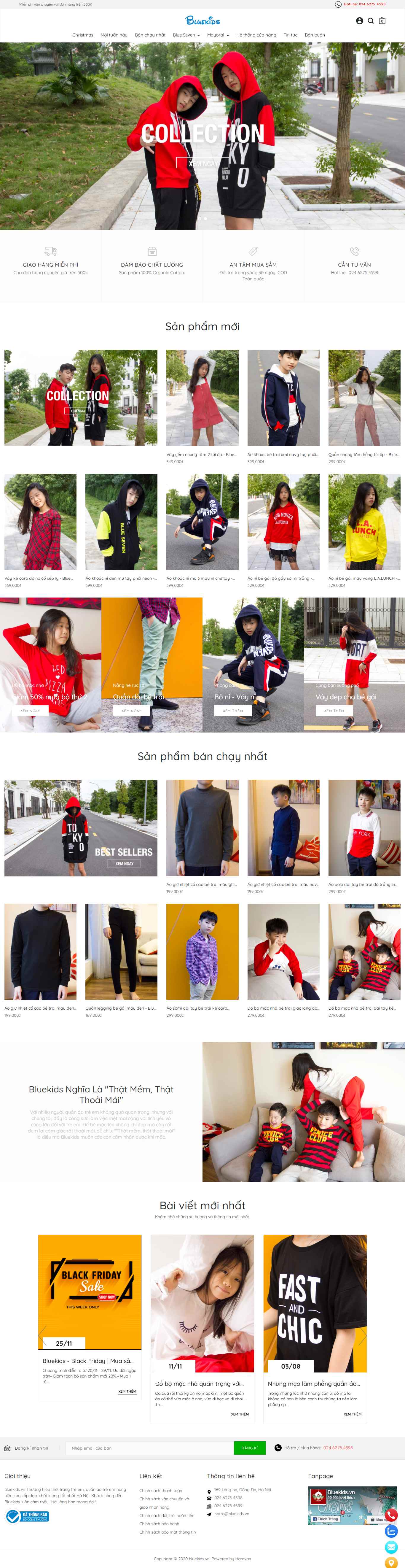 Thiết kế Web quần áo trẻ em bluekids.vn