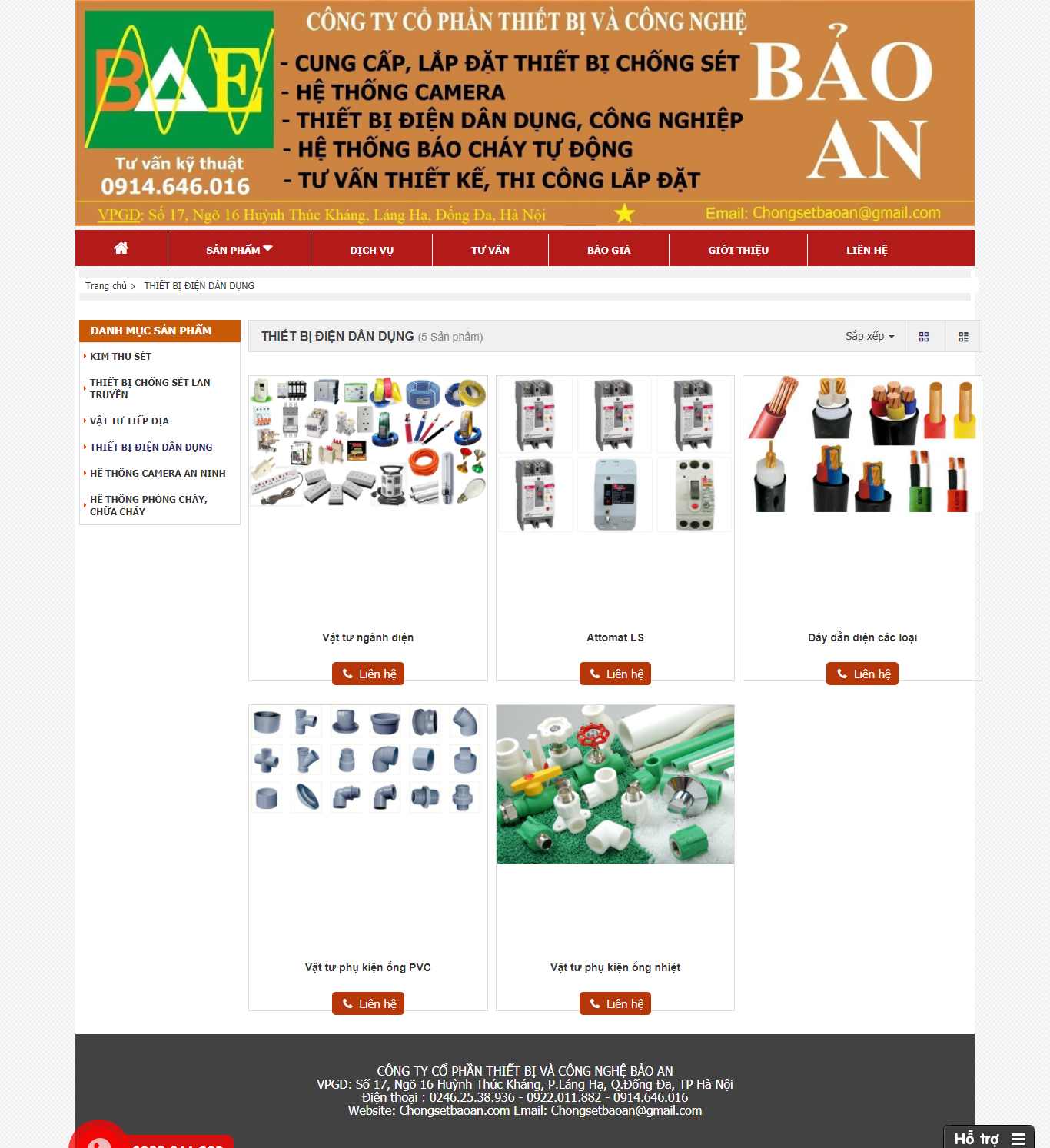 Thiết kế Web điện dân dụng chongsetbaoan.com
