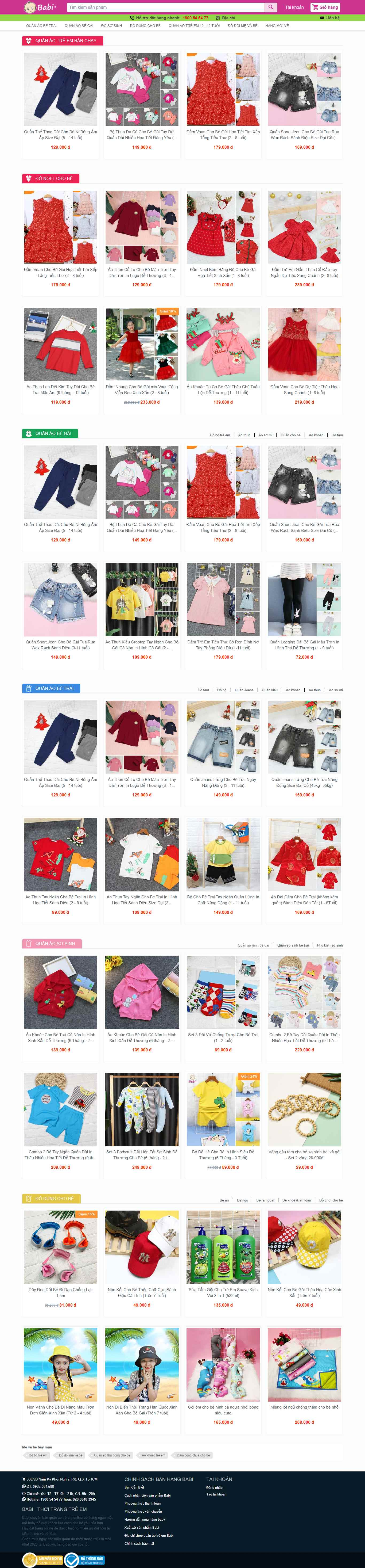 Thiết kế Web quần áo trẻ em babi.vn