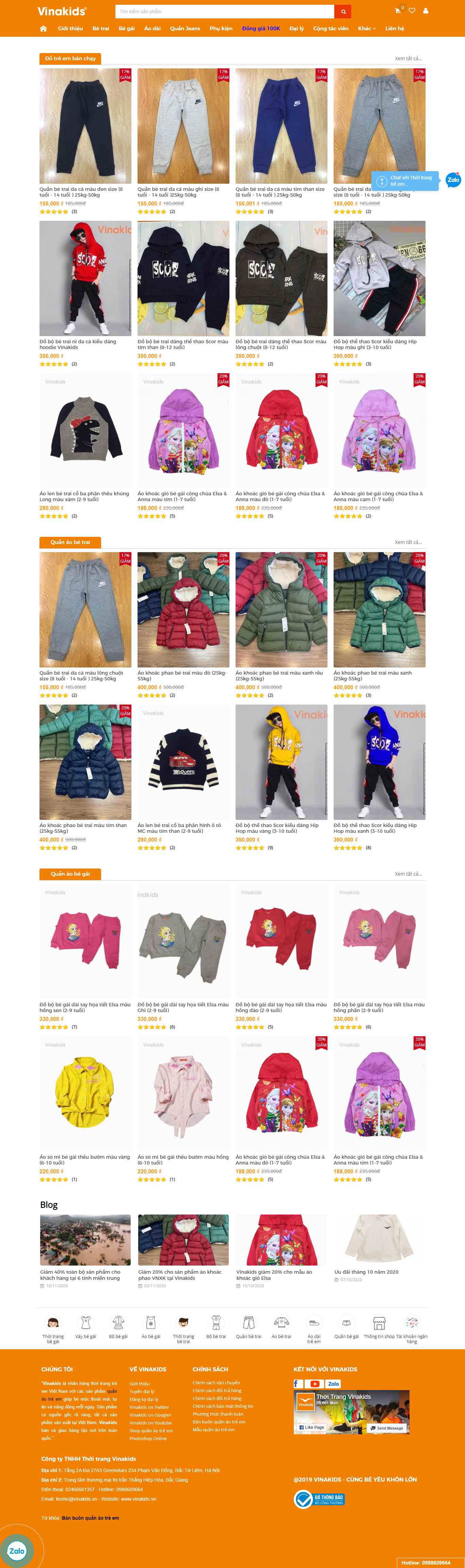 Thiết kế Web quần áo trẻ em vinakids.vn