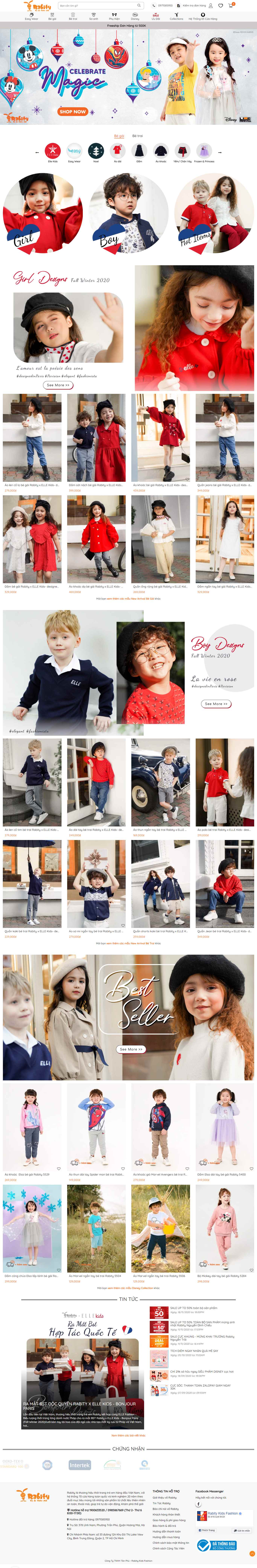 Thiết kế Web quần áo trẻ em rabity.vn