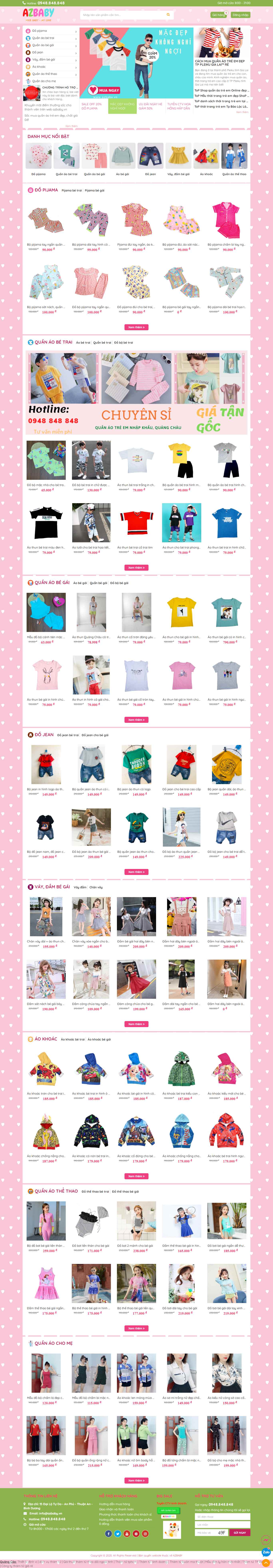 Thiết kế Web quần áo trẻ em azbaby.vn