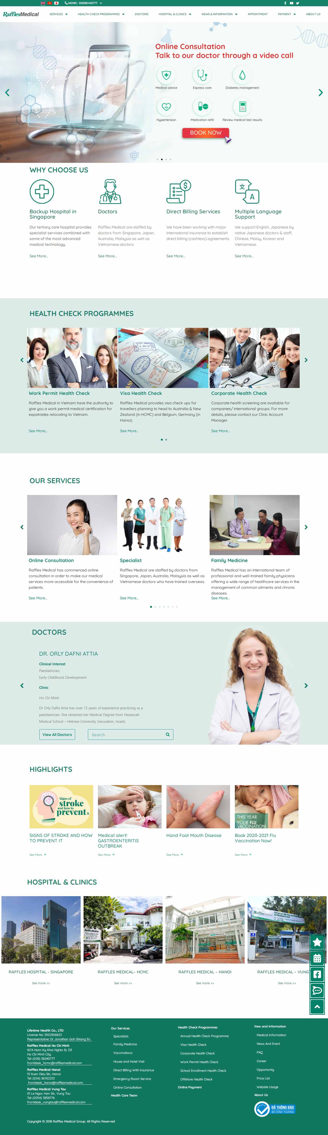 Thiết kế Web phòng khám rafflesmedical.vn