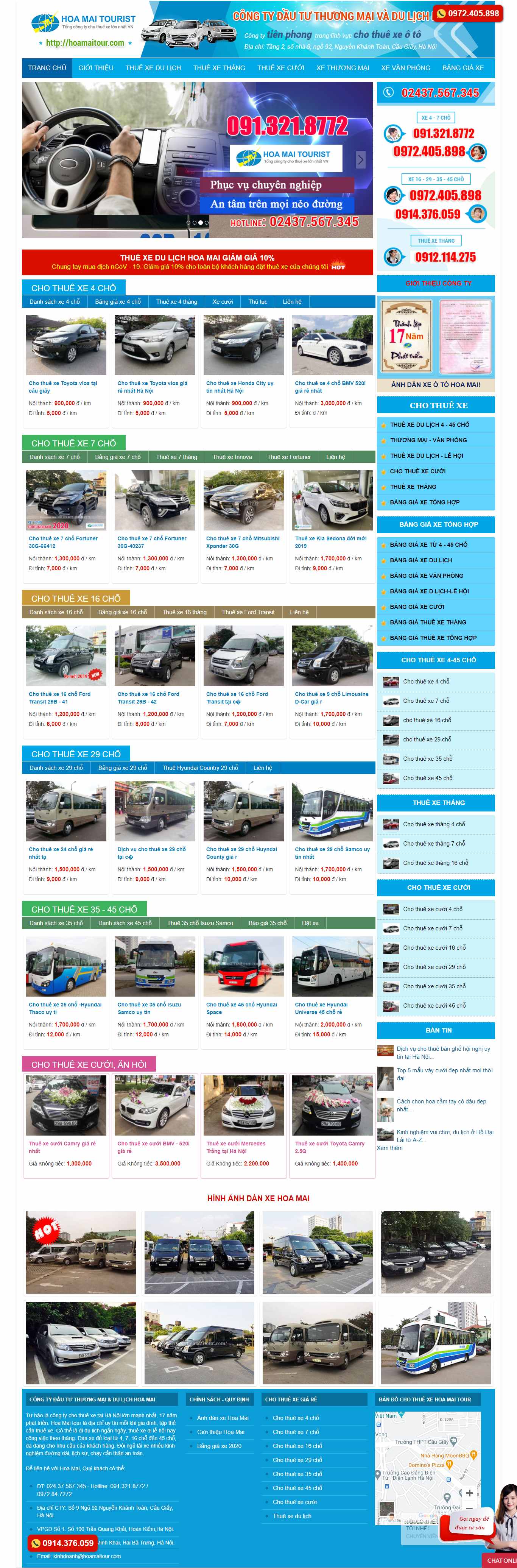 Thiết kế Web thuê xe hoamaitour.com