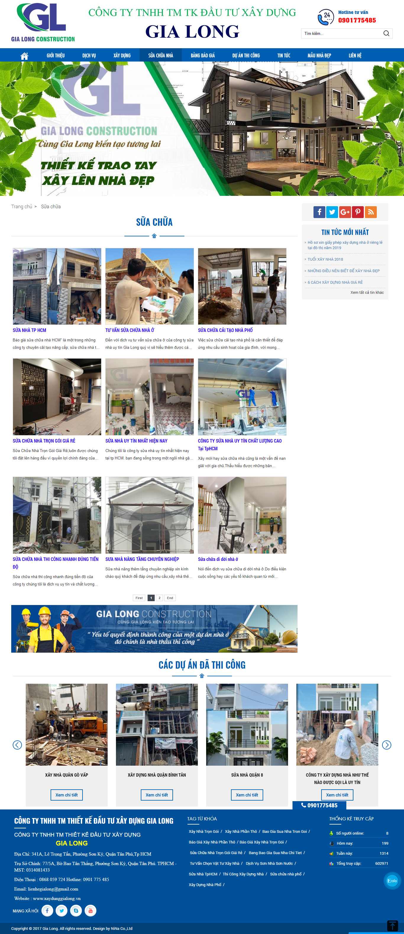 Thiết kế Web sửa nhà trọn gói xaydunggialong.vn