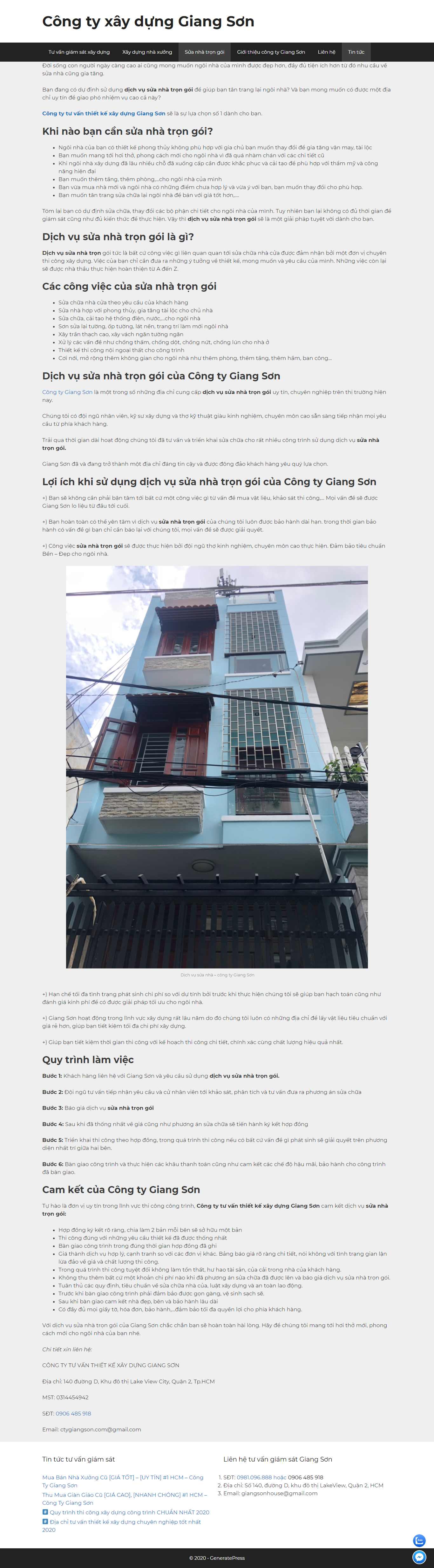 Thiết kế Web sửa nhà trọn gói ctygiangson.com