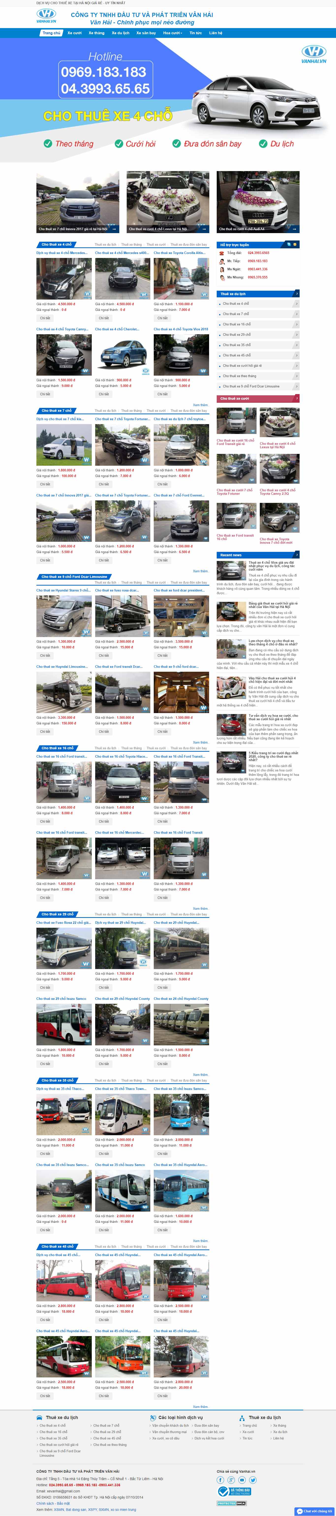 Thiết kế Web thuê xe vanhai.vn