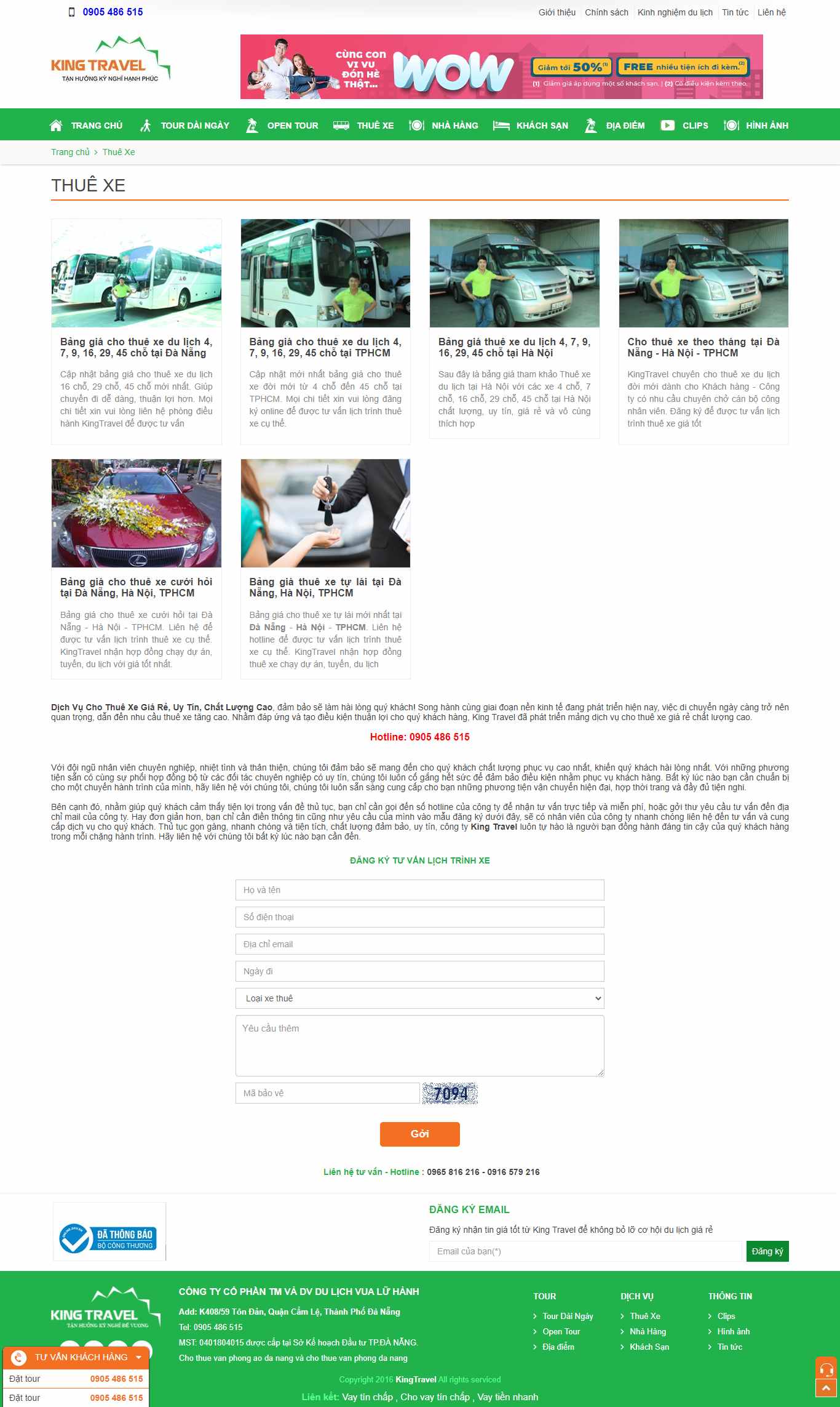 Thiết kế Web thuê xe kingtravel.tv