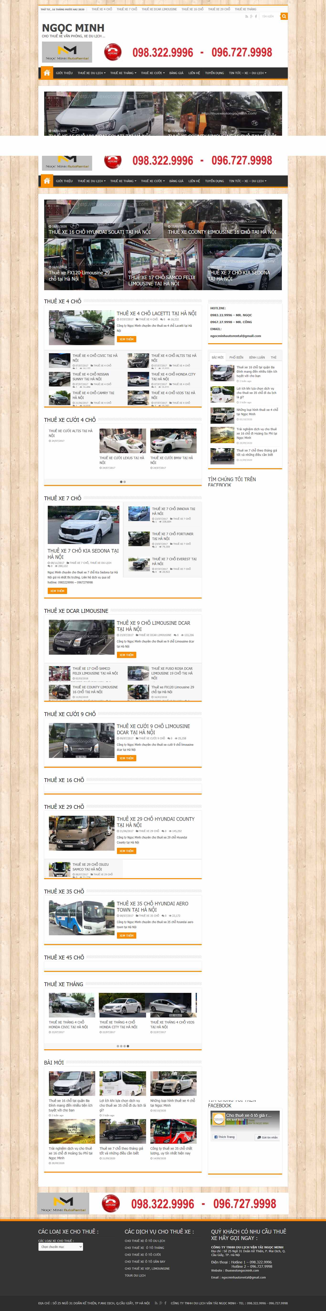 Thiết kế Web thuê xe thuexeotongocminh.com