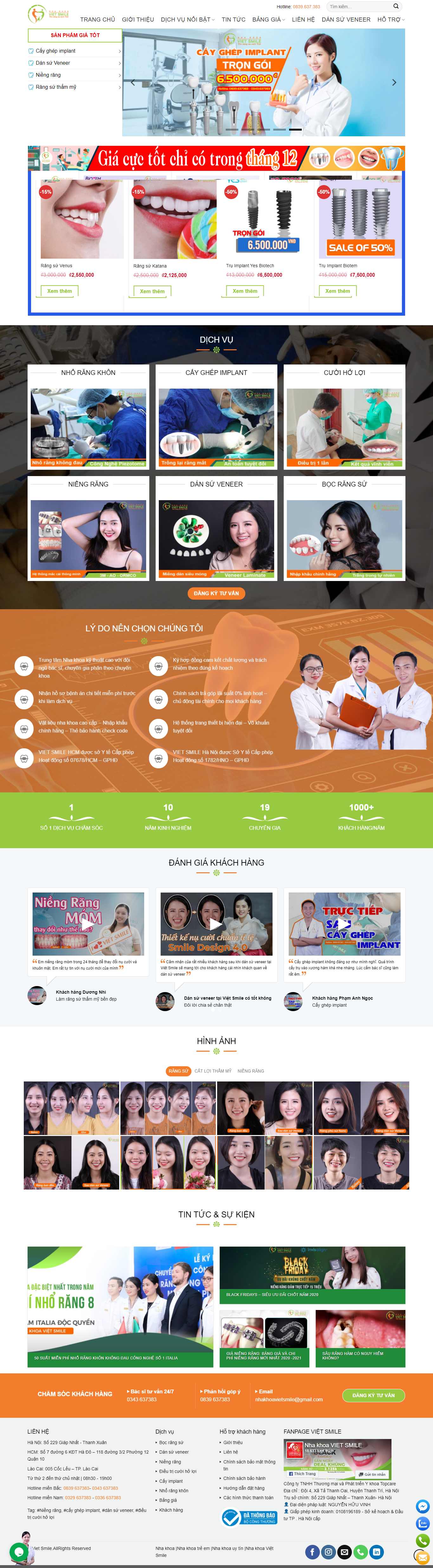 Thiết kế Web nha khoa nhakhoavietsmile.com