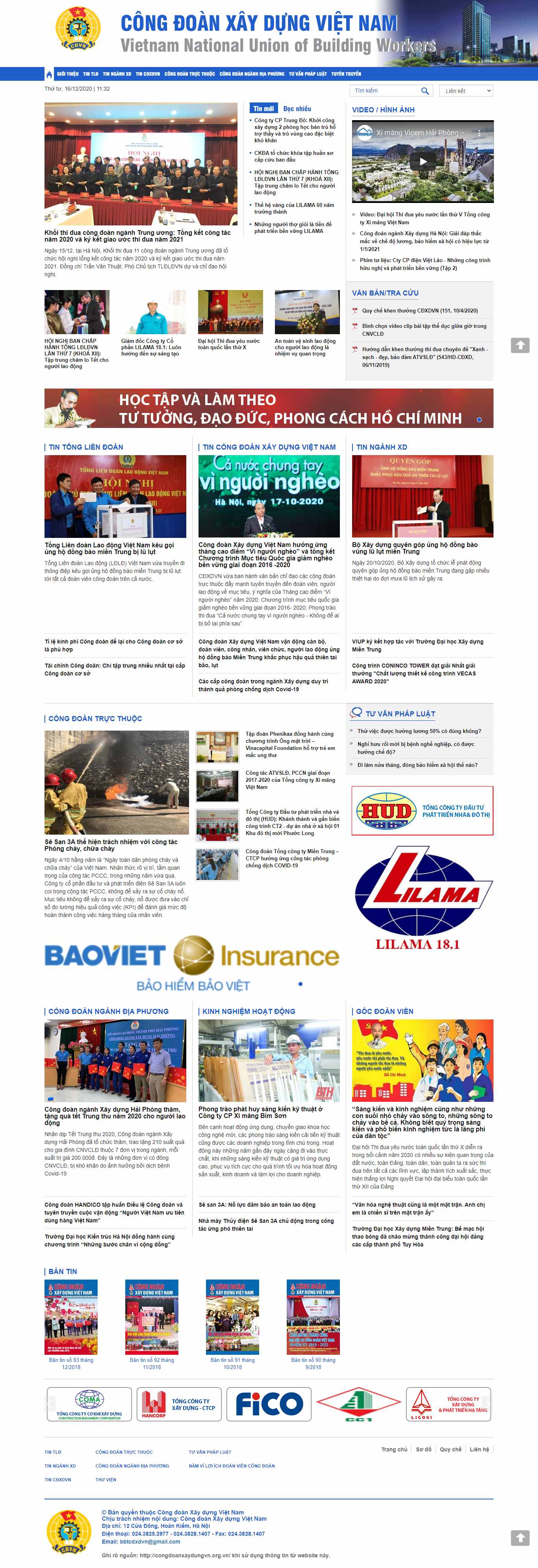 Thiết kế Web xây dựng congdoanxaydungvn.org.vn