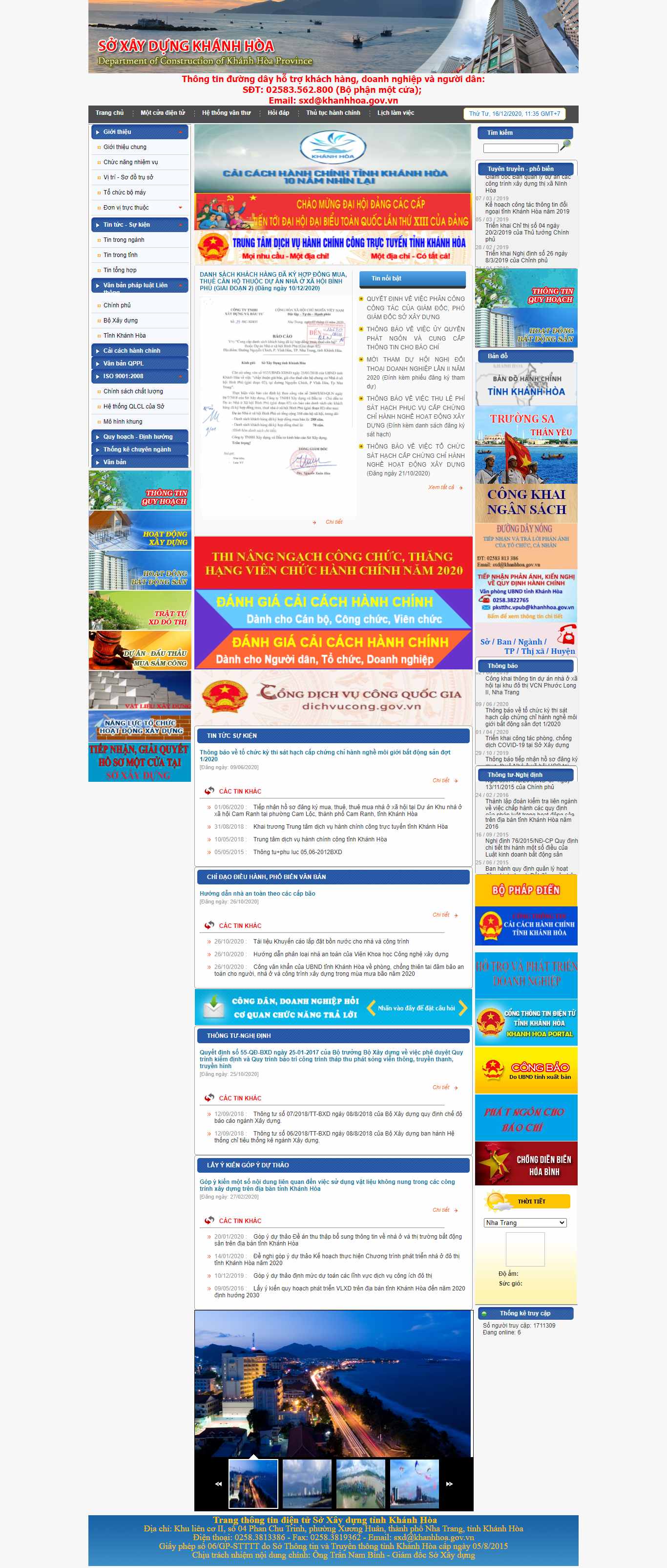 Thiết kế Web xây dựng sxd.khanhhoa.gov.vn