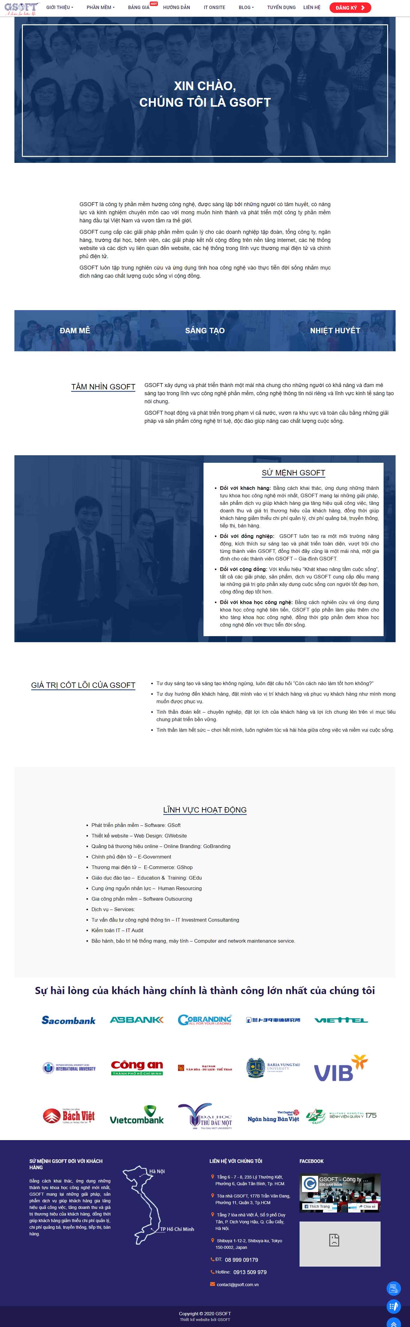 Thiết kế Web giới thiệu công ty gsoft.com.vn