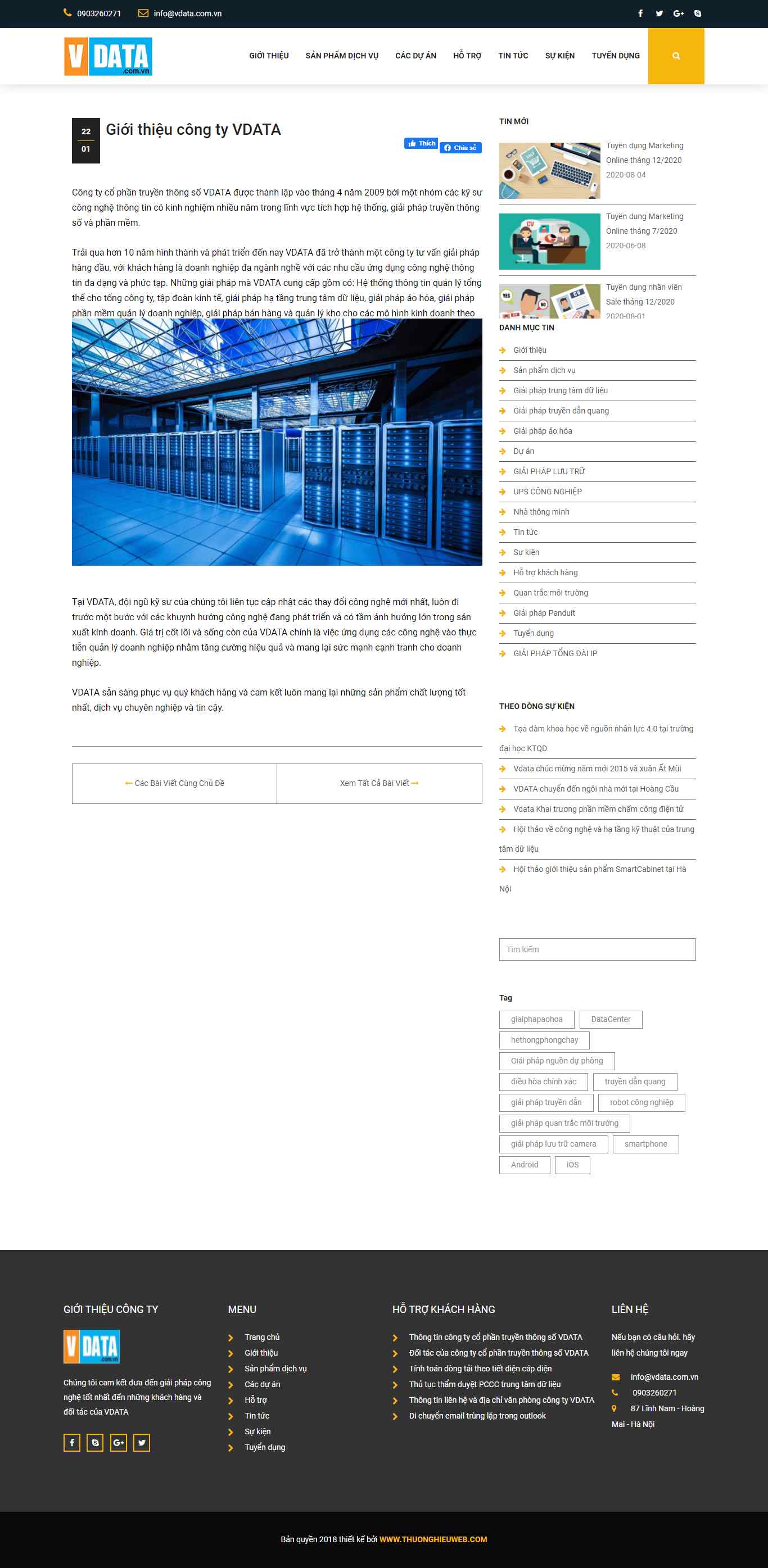 Thiết kế Web giới thiệu công ty vdata.com.vn