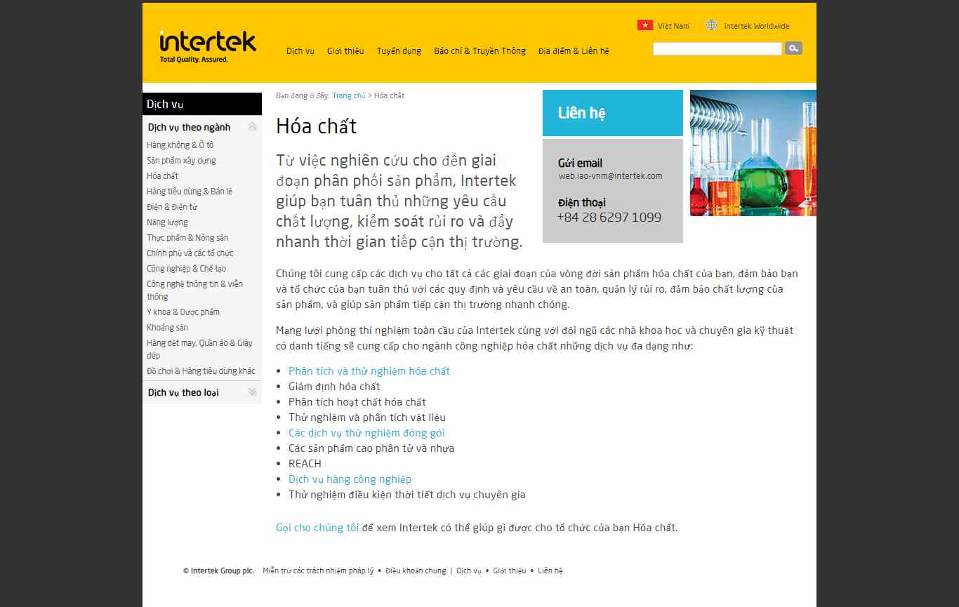 Thiết kế Web hóa chất intertek.vn