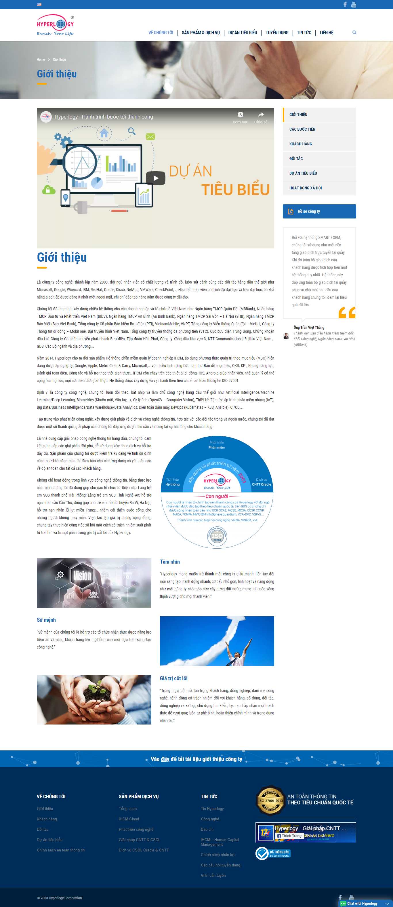 Thiết kế Web giới thiệu công ty hyperlogy.com