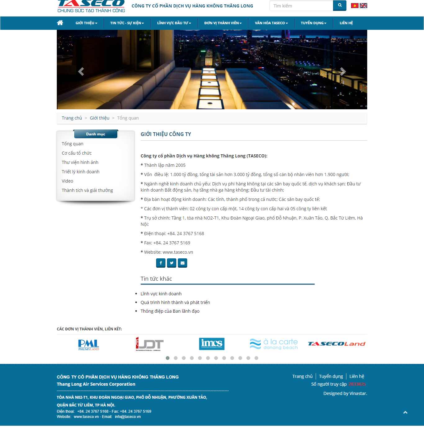 Thiết kế Web giới thiệu công ty taseco.vn