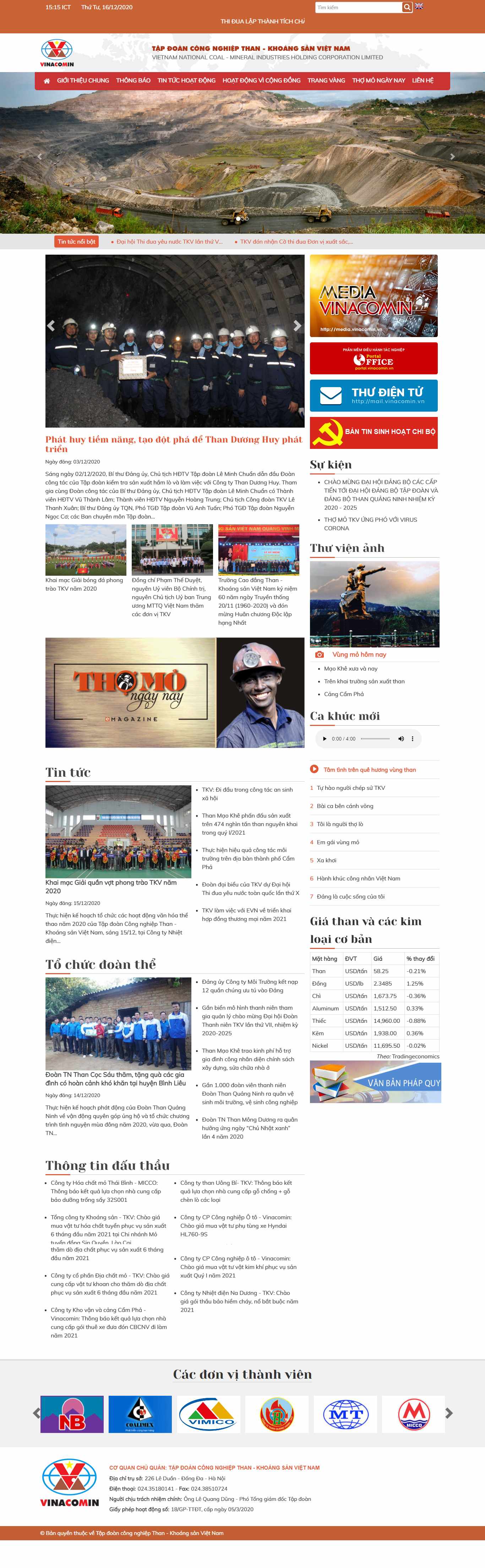 Thiết kế Web doanh nghiệp vinacomin.vn