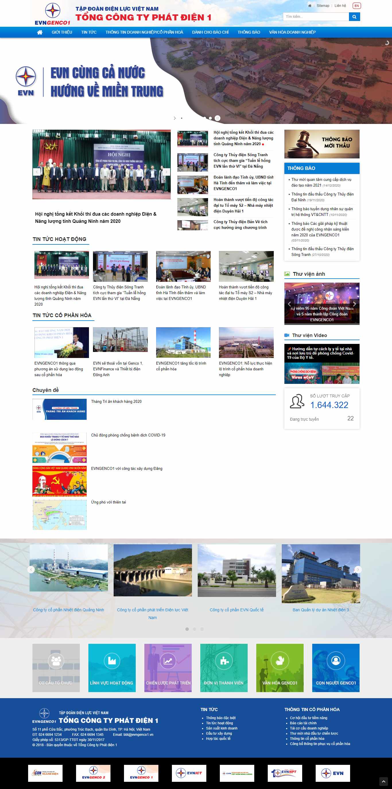 Thiết kế Web công ty evngenco1.com.vn