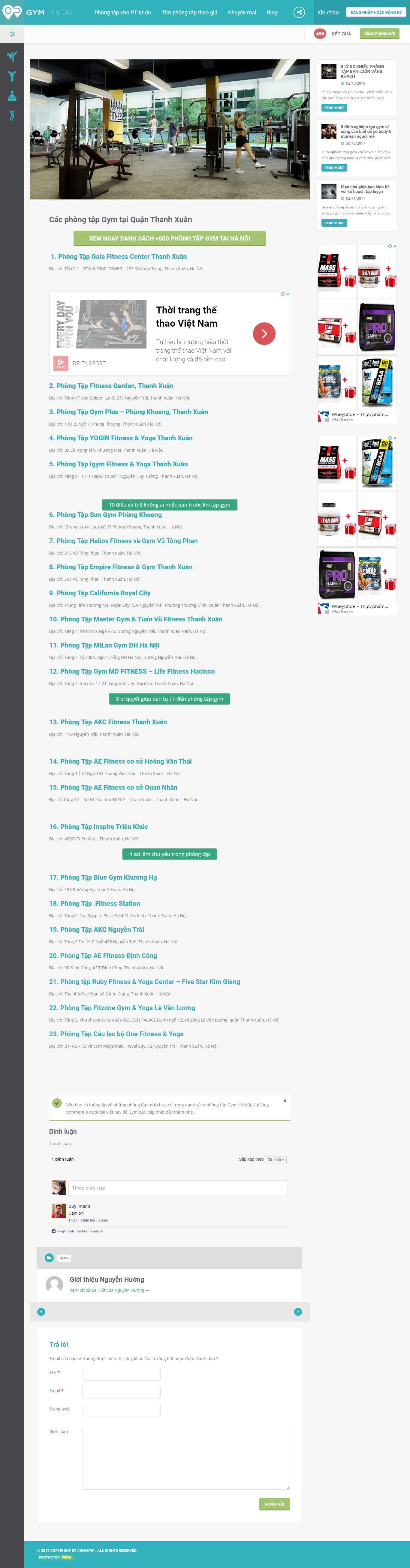 Thiết kế Web phòng gym gymlocal.vn