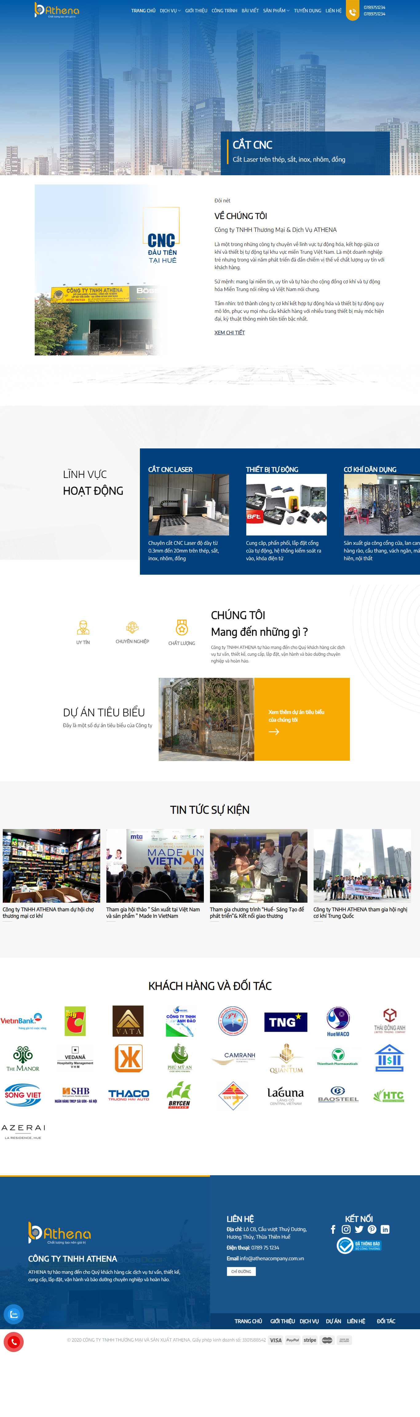 Thiết kế Web cơ khí athenacompany.com.vn